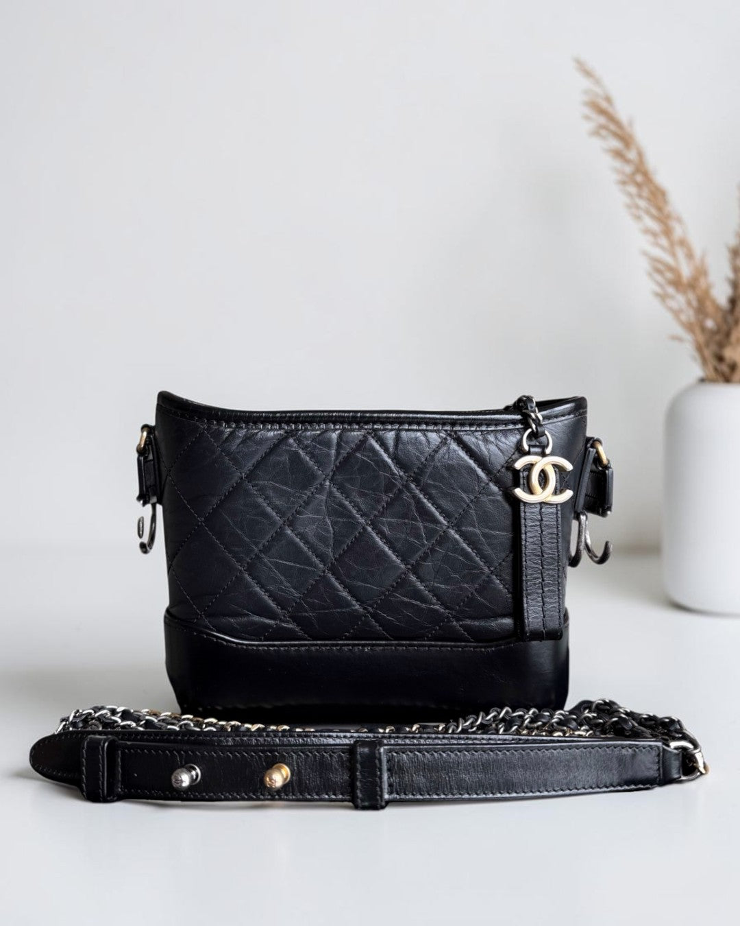 Chanel Gabrielle Hobo Small - Quilted Calfskin Black Gold Hardware