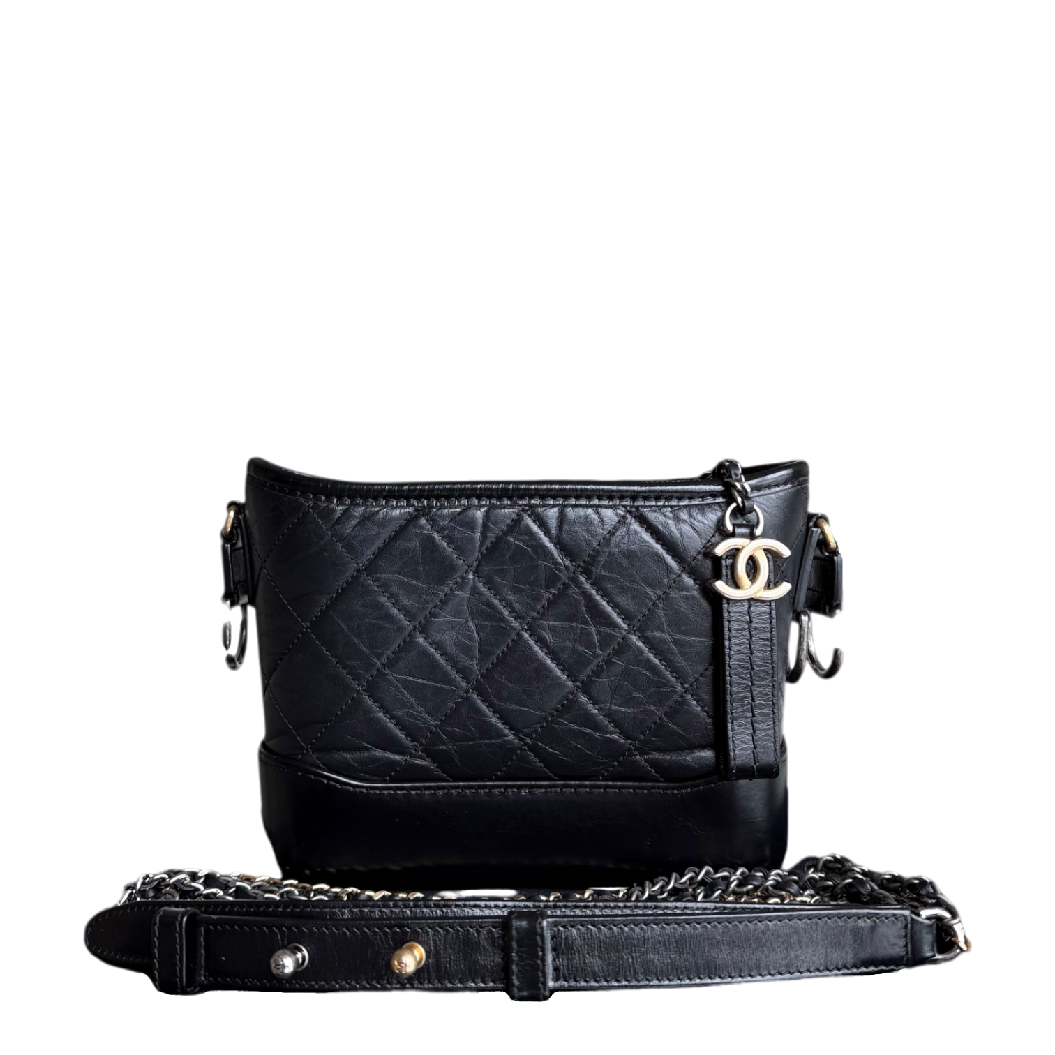 Chanel Gabrielle Hobo Small - Quilted Calfskin Black Gold Hardware