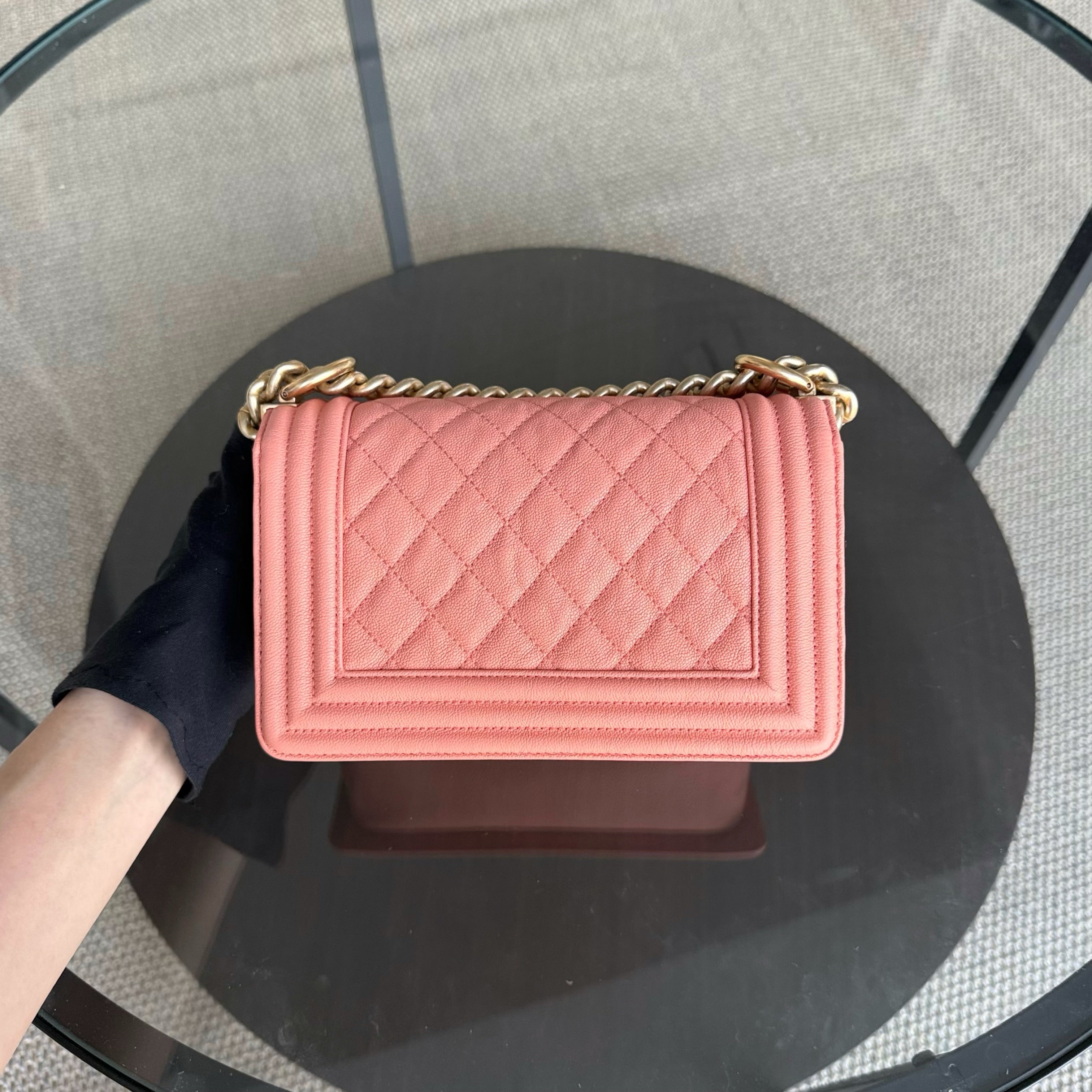 Chanel Boy Small - Caviar 20CM Quilted Blush Gold Hardware Series 27