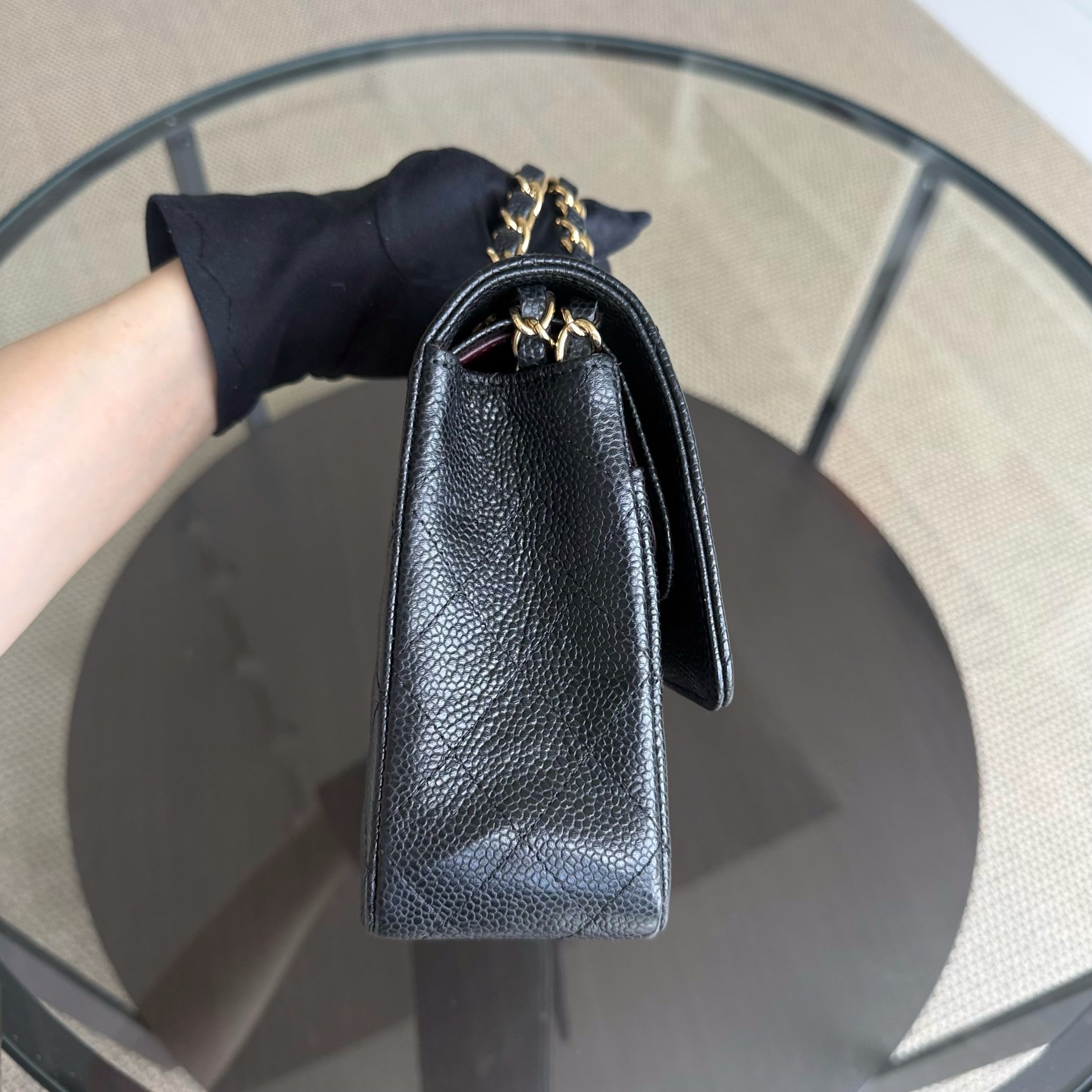 Chanel Classic Flap Medium - Caviar 25CM Quilted Grained Calfskin Black Gold Hardware Series 19