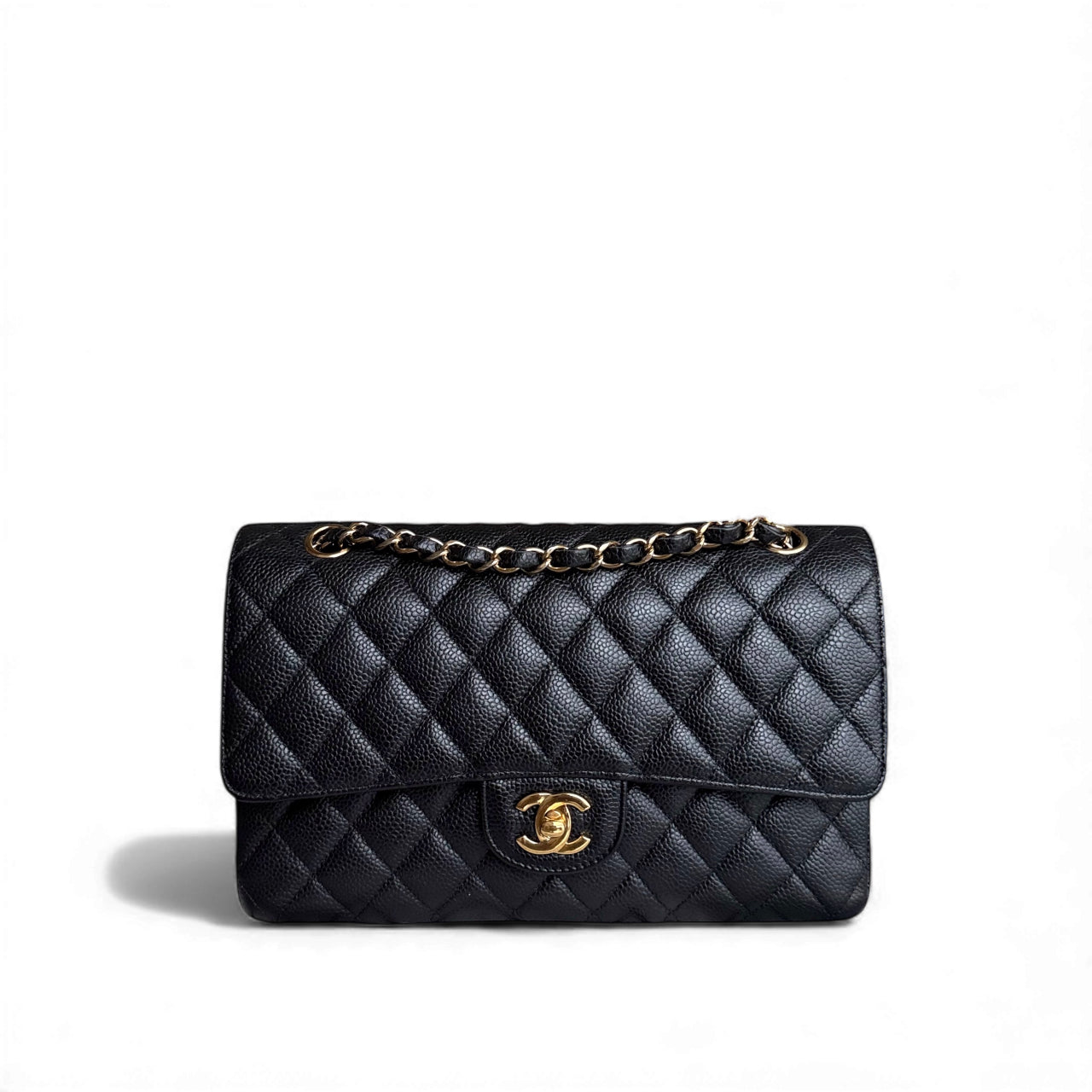 Chanel Classic Flap Medium - 25CM Quilted Caviar Black Gold Hardware Series 26