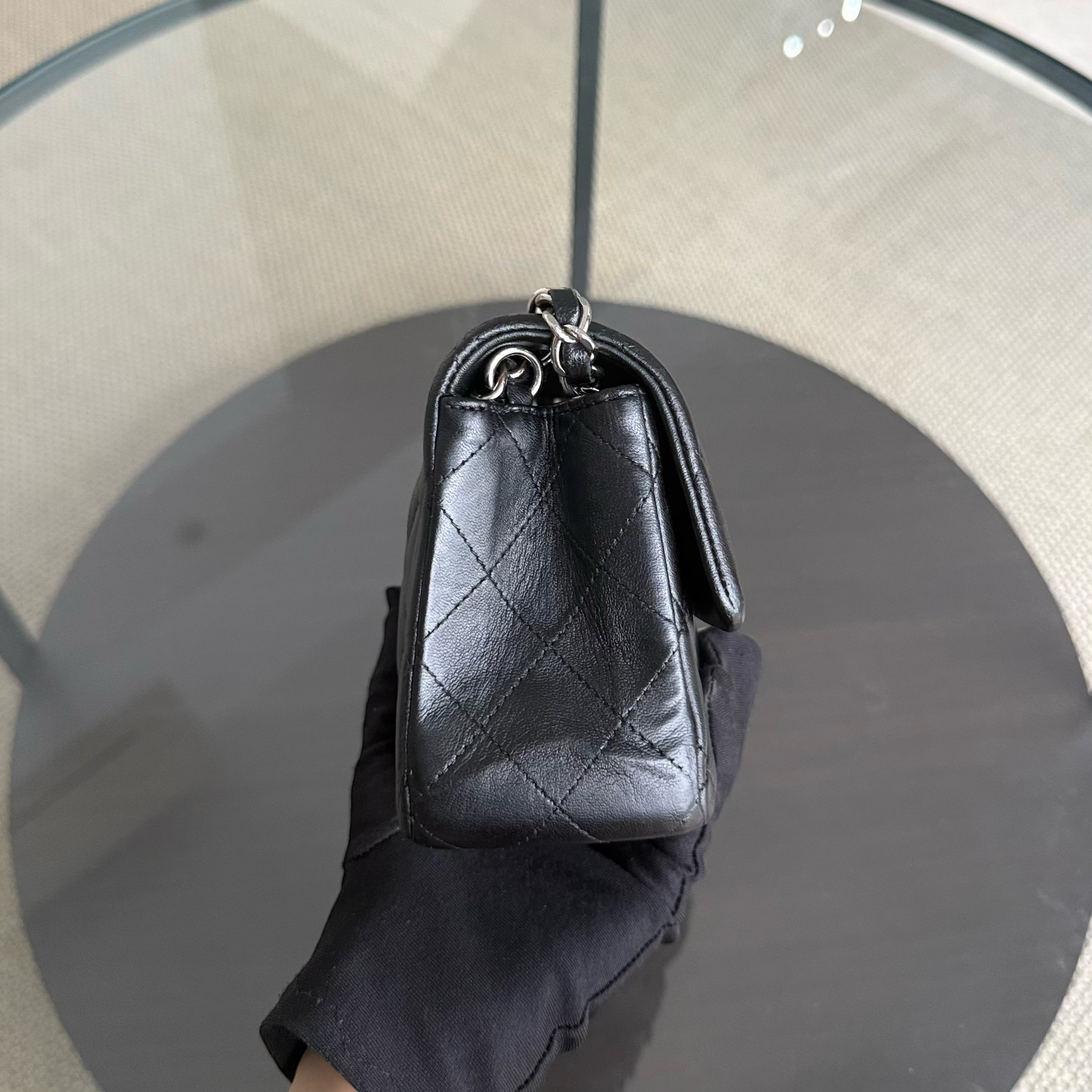 Chanel Classic Flap Mini - 20CM Quilted Lambskin Black Silver Hardware Series 24
