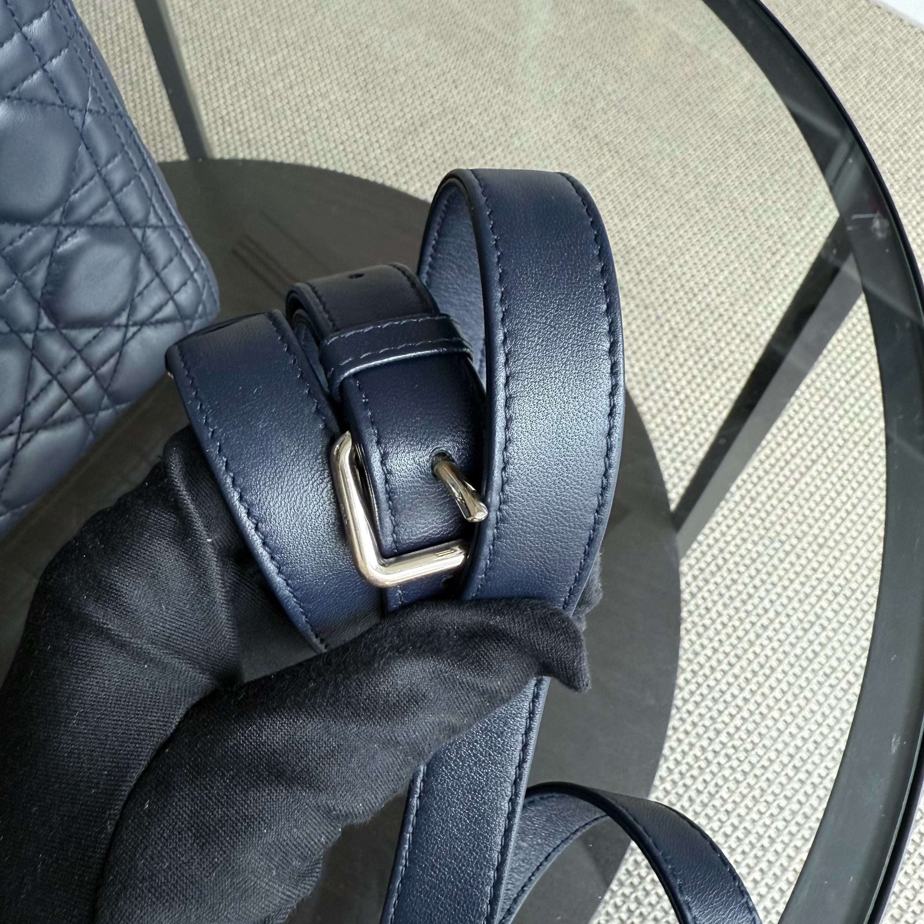 Dior Lady Large Flap - Canange Lambskin Dark Blue Gold Hardware