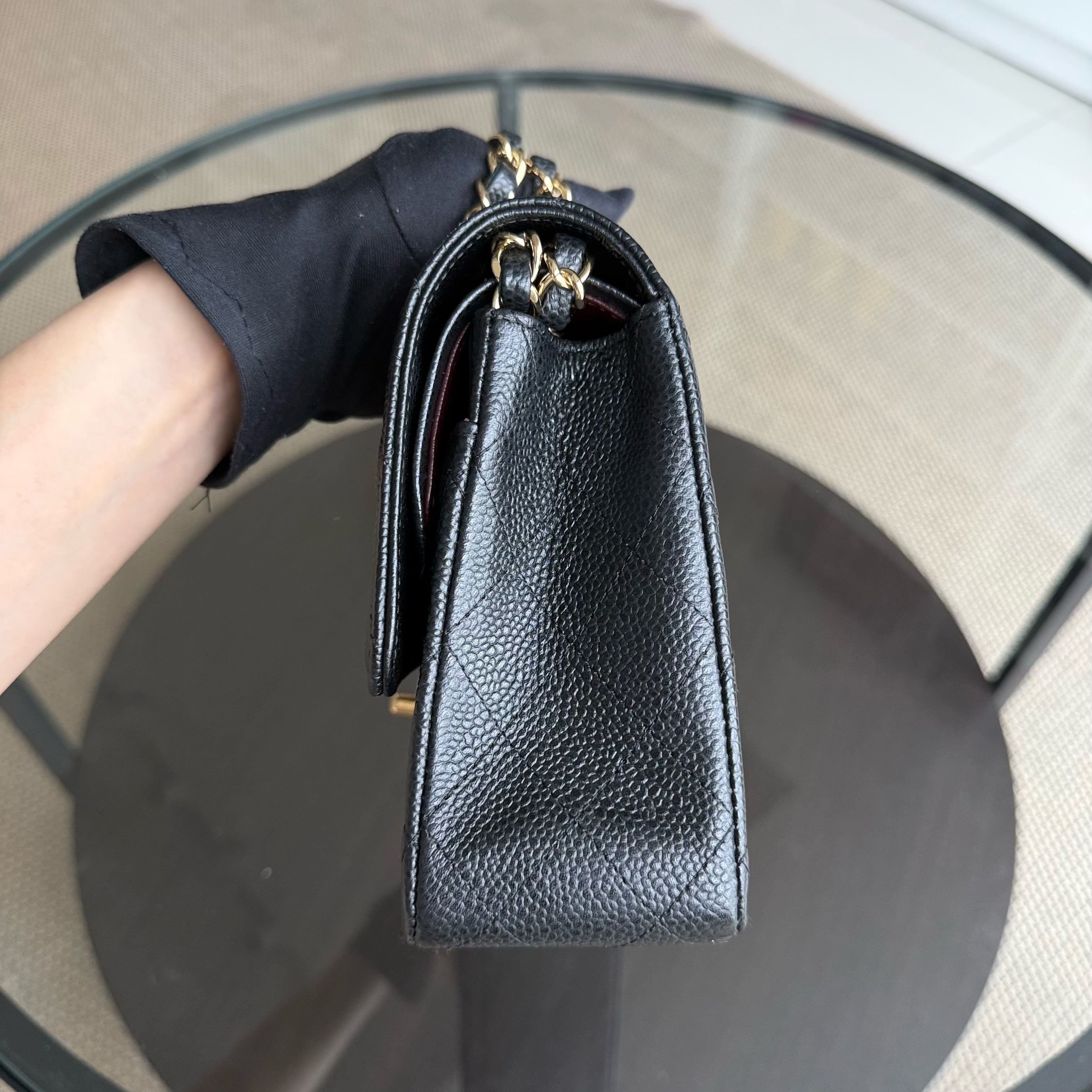 Chanel Classic Flap Medium - Caviar 25CM Quilted Black Gold Hardware Series 17