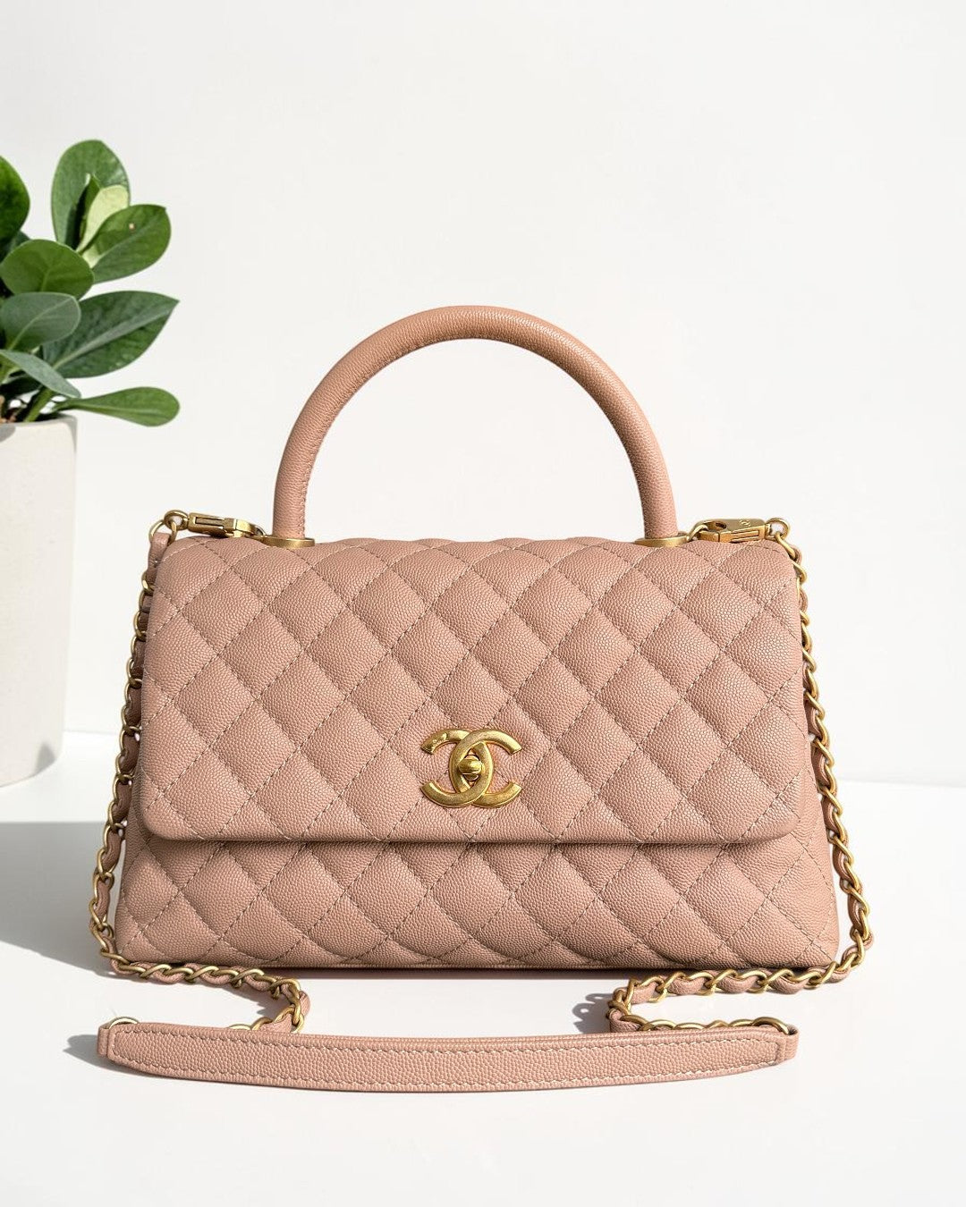 Chanel Coco Handle Medium - Caviar Quilted Beige Gold Hardware Series 26