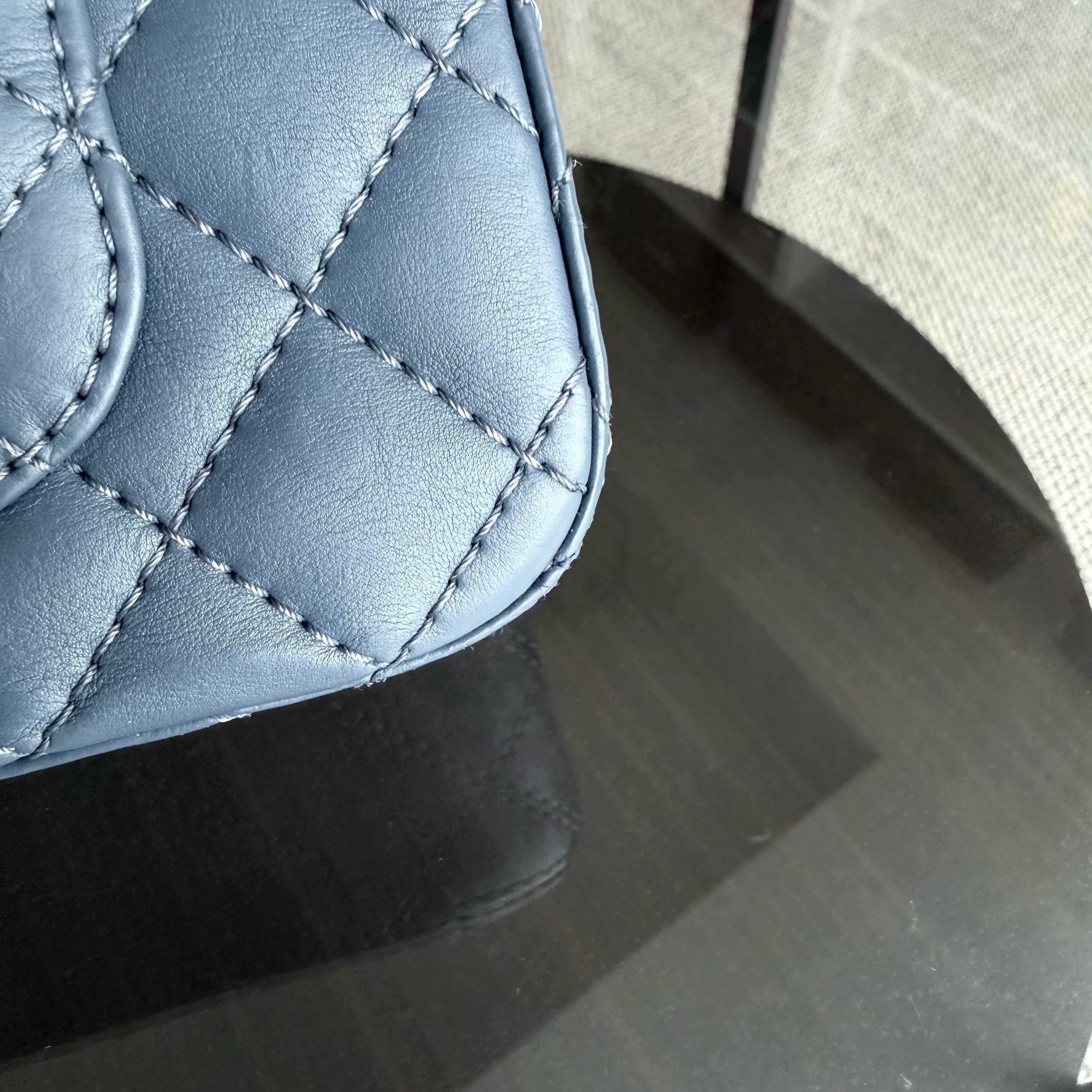 Chanel 2.55 Reissue Mini - 20CM Quilted Caviar Aged Grained Calfskin Blue Gold Hardware Series 23