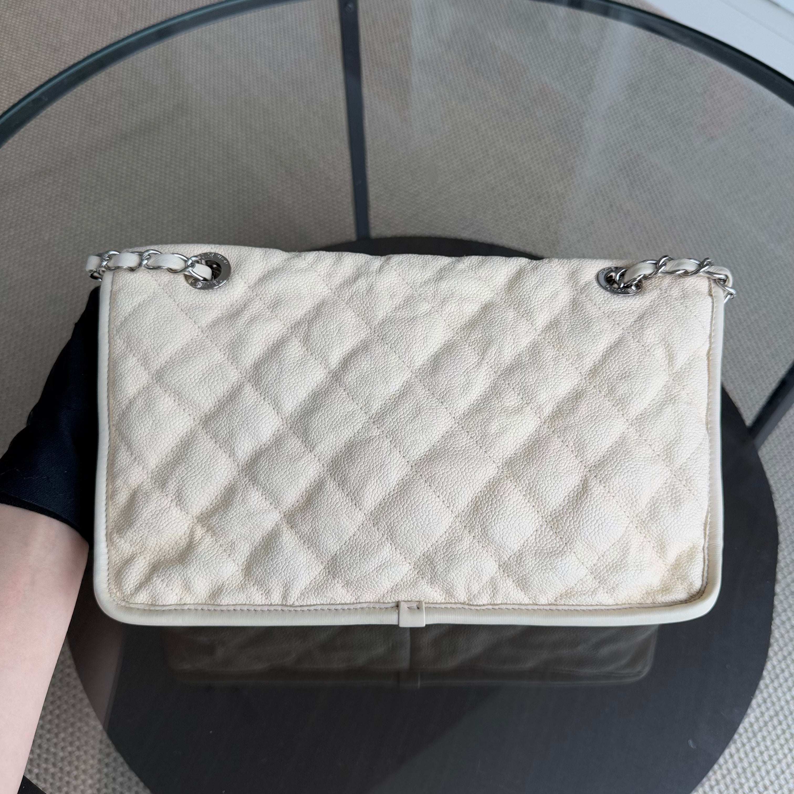 Chanel French Riviera - Caviar 29CM Quilted Cream Silver Hardware Series 15