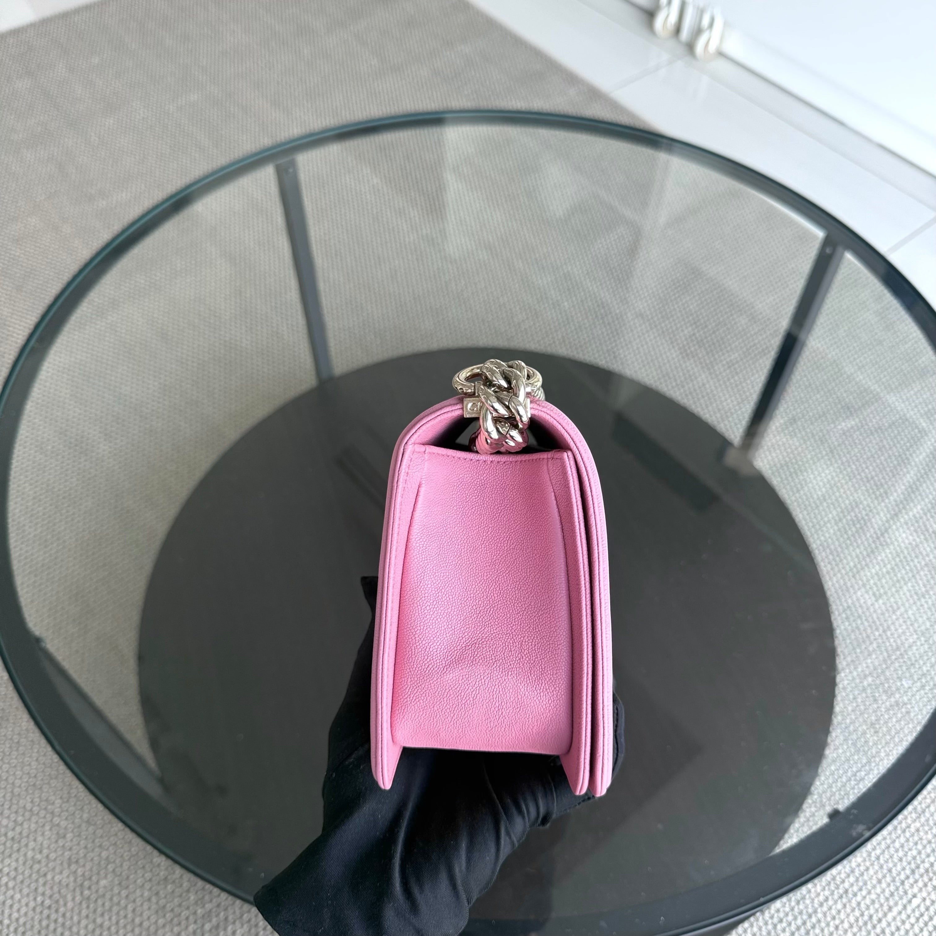 Chanel Boy Medium - 25CM Quilted Caviar Barbie Pink Gold Hardware Series 30