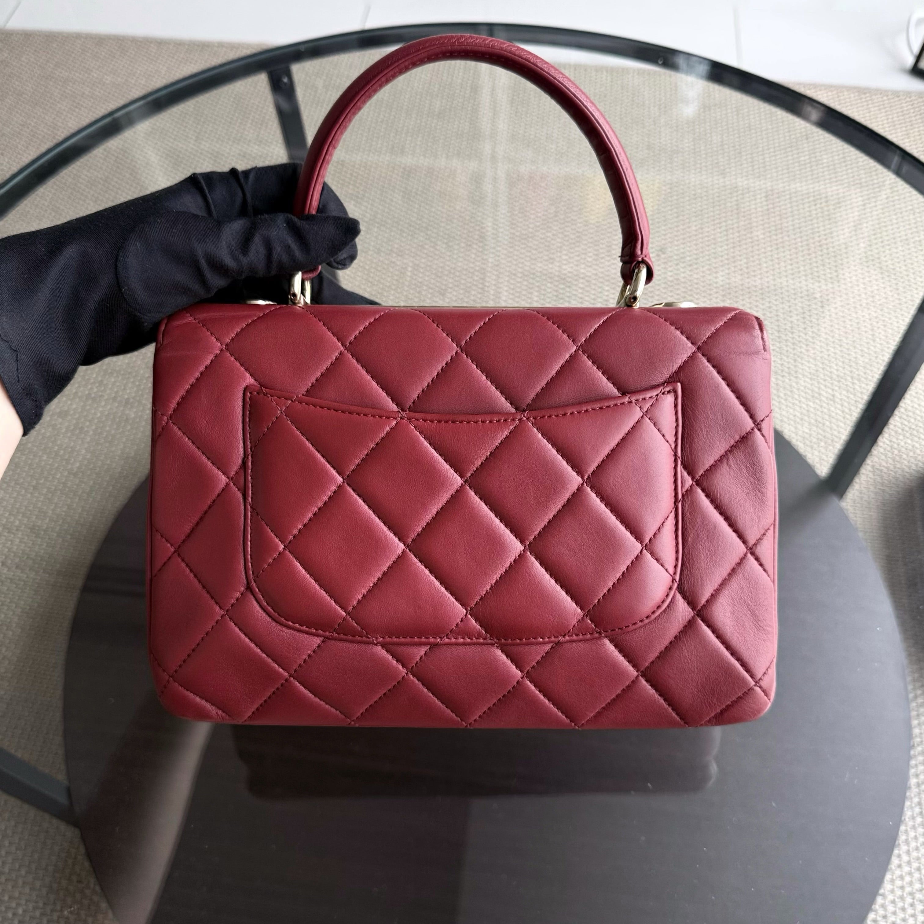 Chanel Trendy CC Small - Cannage Lambskin Dark Red Gold Hardware Series 24