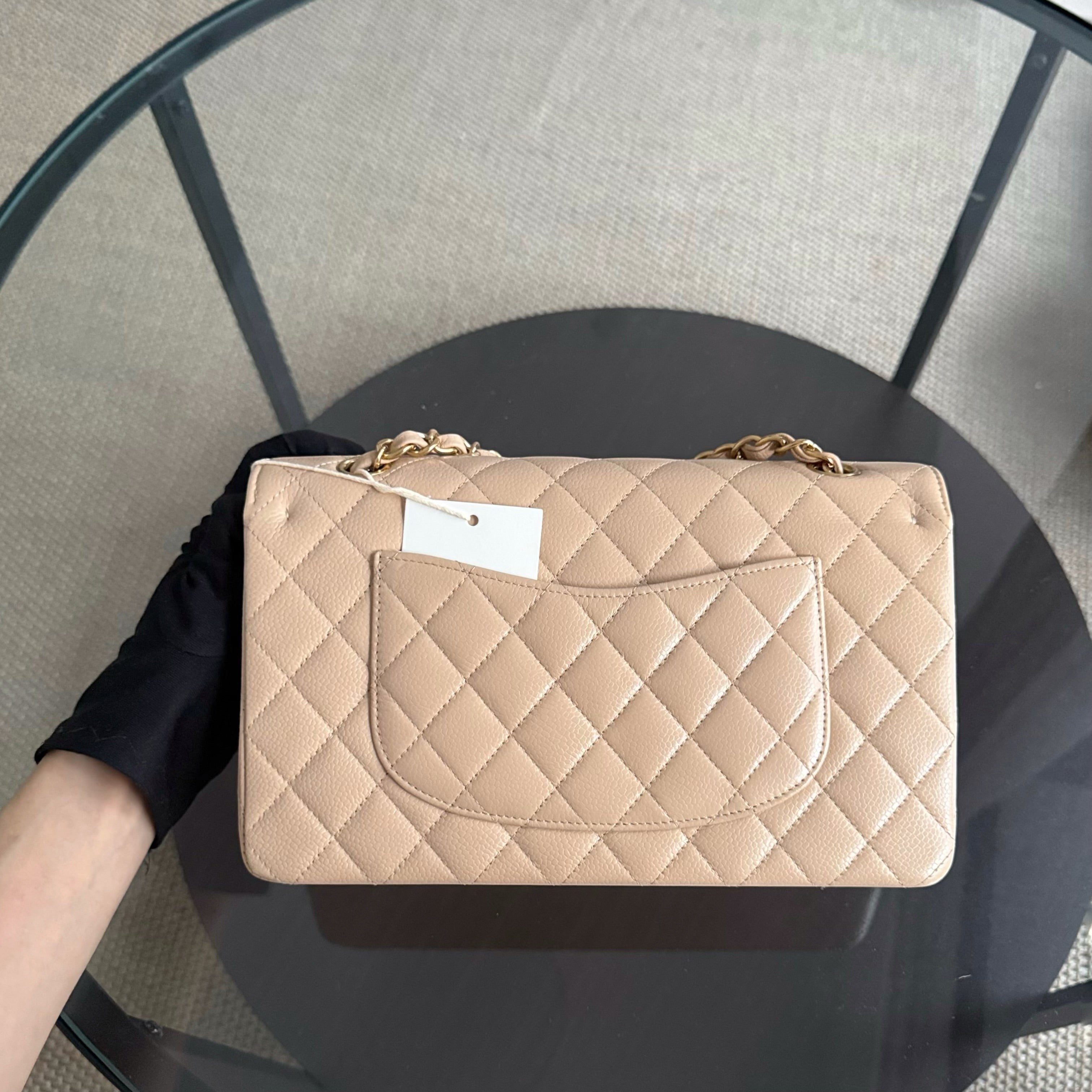 Chanel Classic Flap Medium - Caviar 25CM Quilted Beige Gold Hardware Series 15