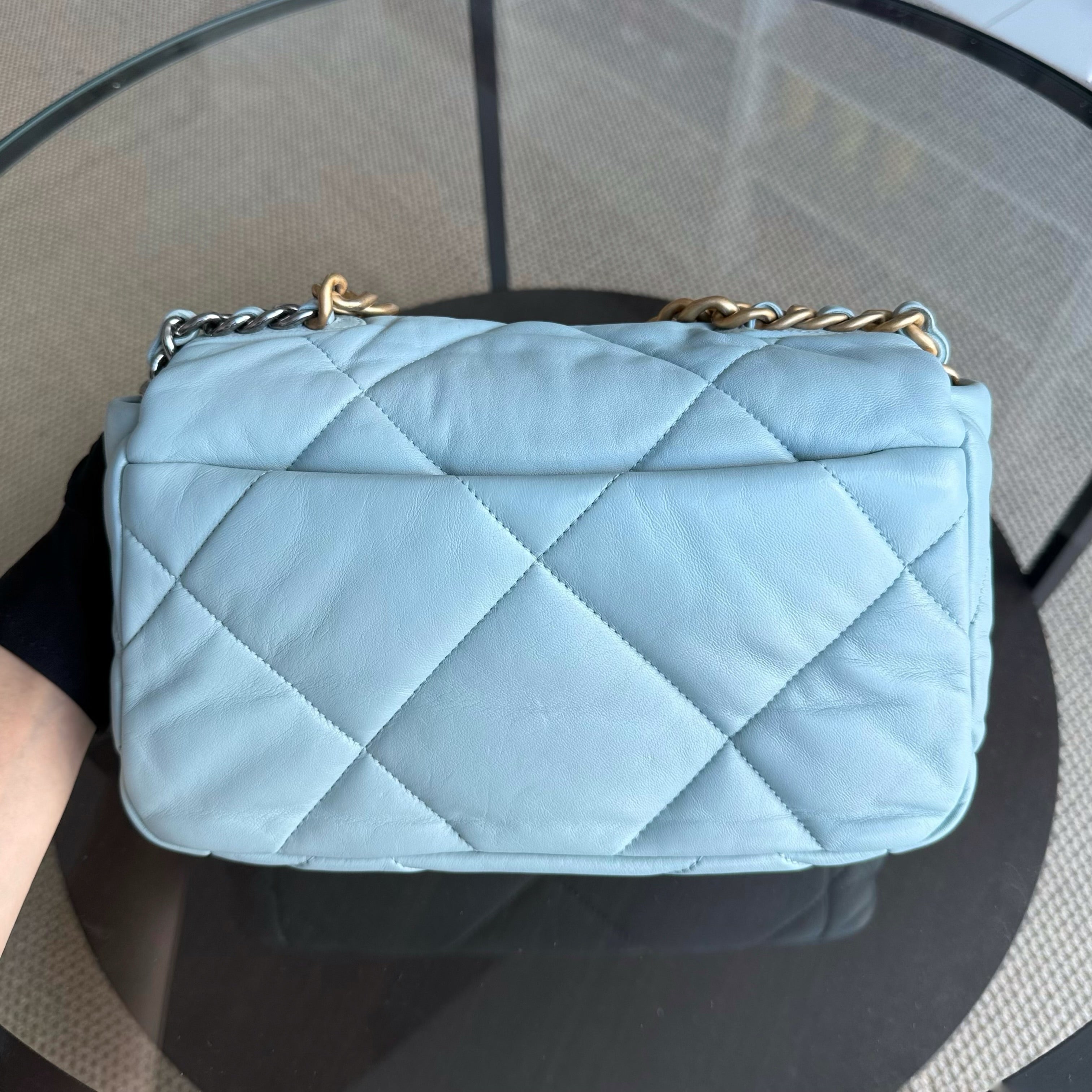 Chanel C19 Small 19 Bag Quilted Goatskin Light Blue Two-Tone Hardware Microchip