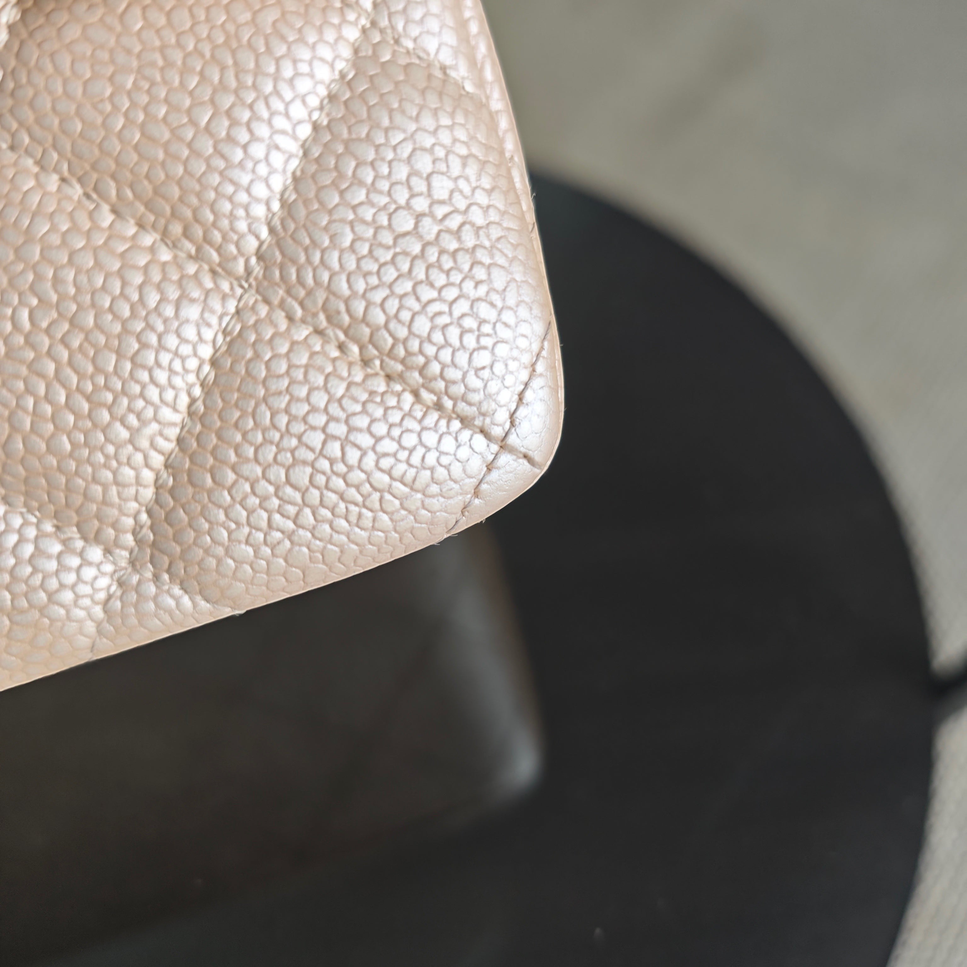 Chanel Classic Flap Jumbo - Caviar 30CM Double Flap Quilted iridescent Beige Gold Hardware Series 16