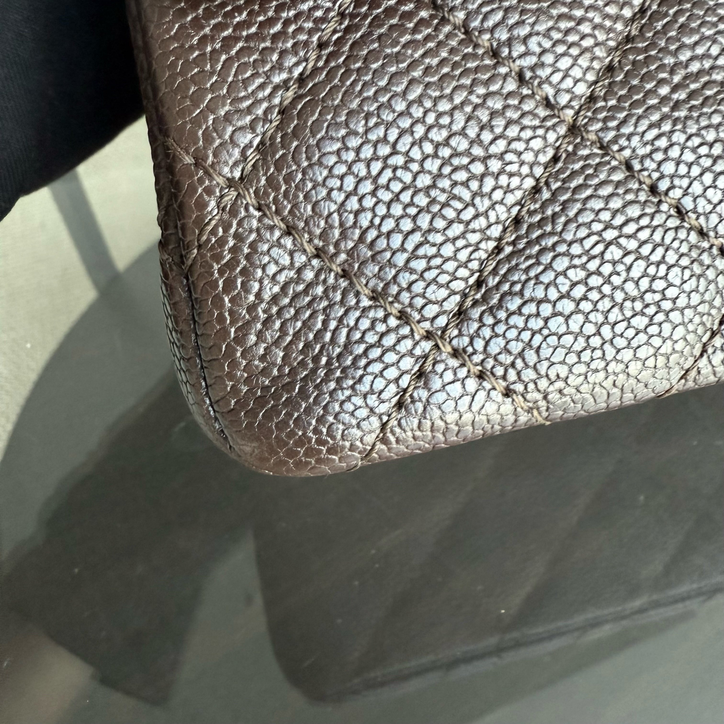 Chanel 2.55 Reissue 226 - 28CM Quilted Caviar Dark Brown Silver Hardware Series 14