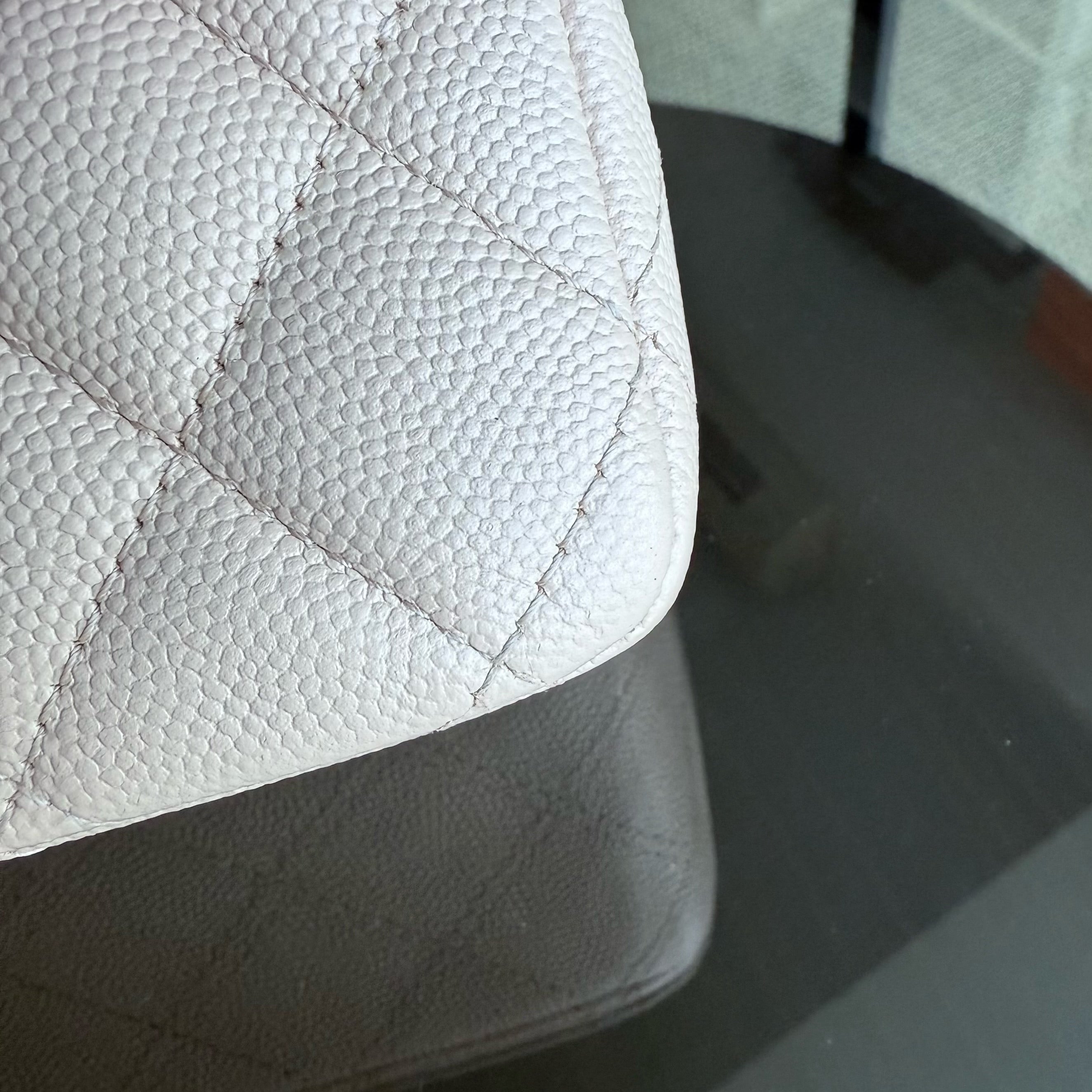 Chanel Classic Flap Medium - Caviar 25CM Quilted Grained Calfskin Light Pink Beige Gold Hardware Microchip
