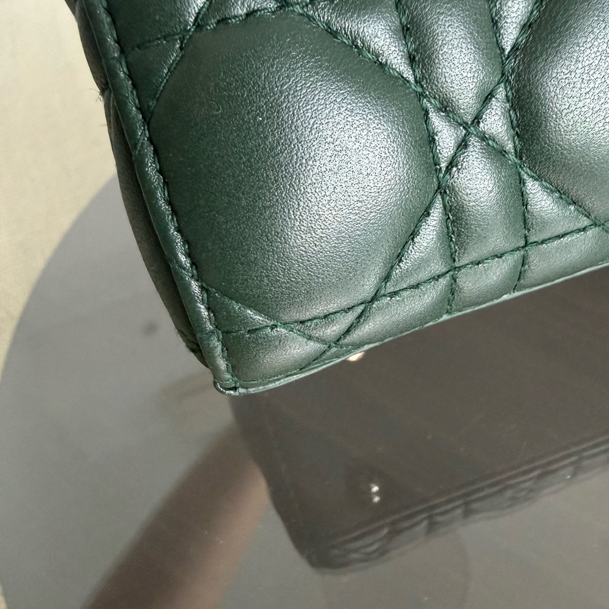 Dior Lady Small Flap - Cannage Lambskin Dark Green Gold Hardware