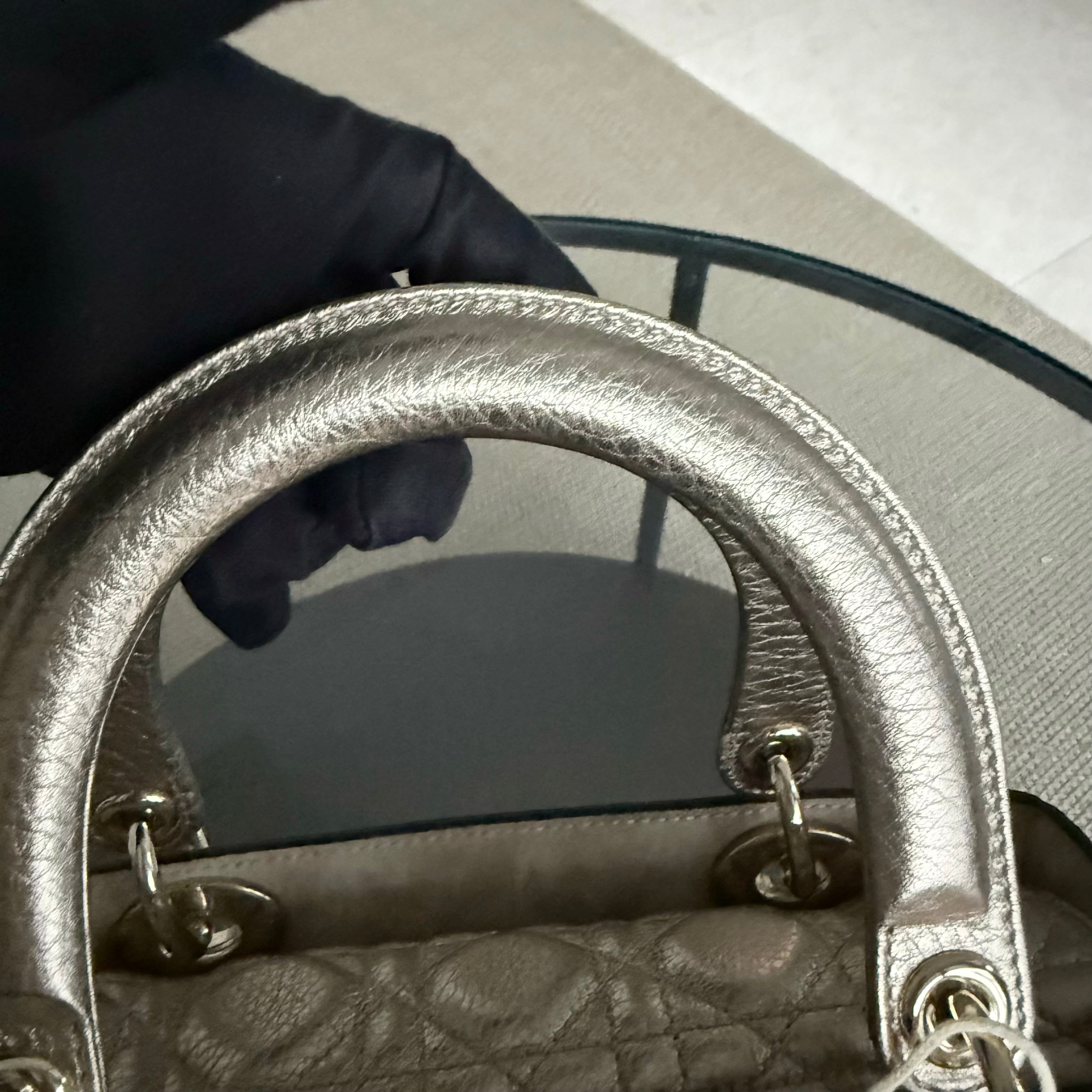 Dior Lady Medium Flap - Cannage Metallic Gold Gold Hardware