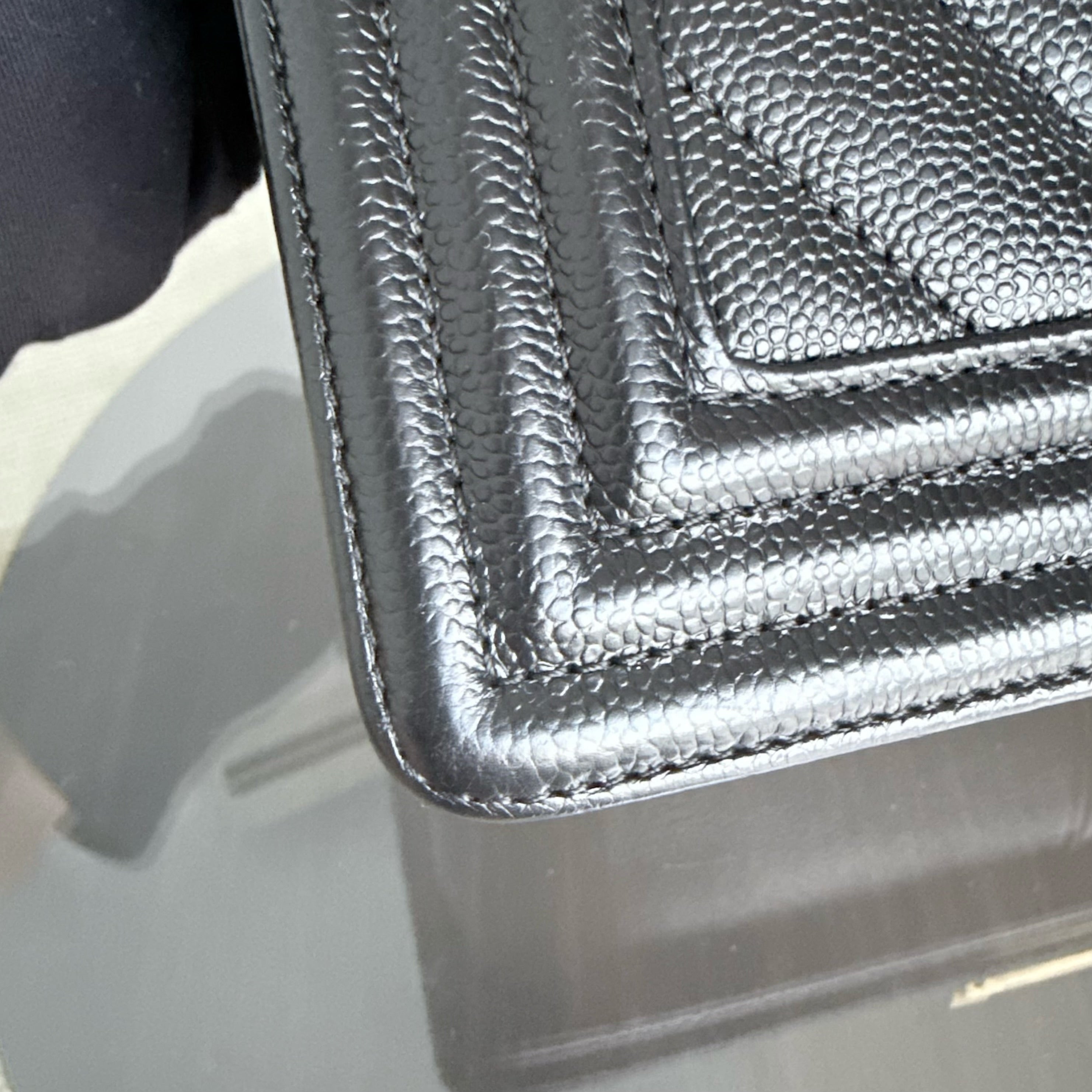Chanel Boy Medium - Caviar 25CM Chevron Black Gold Hardware Series 24