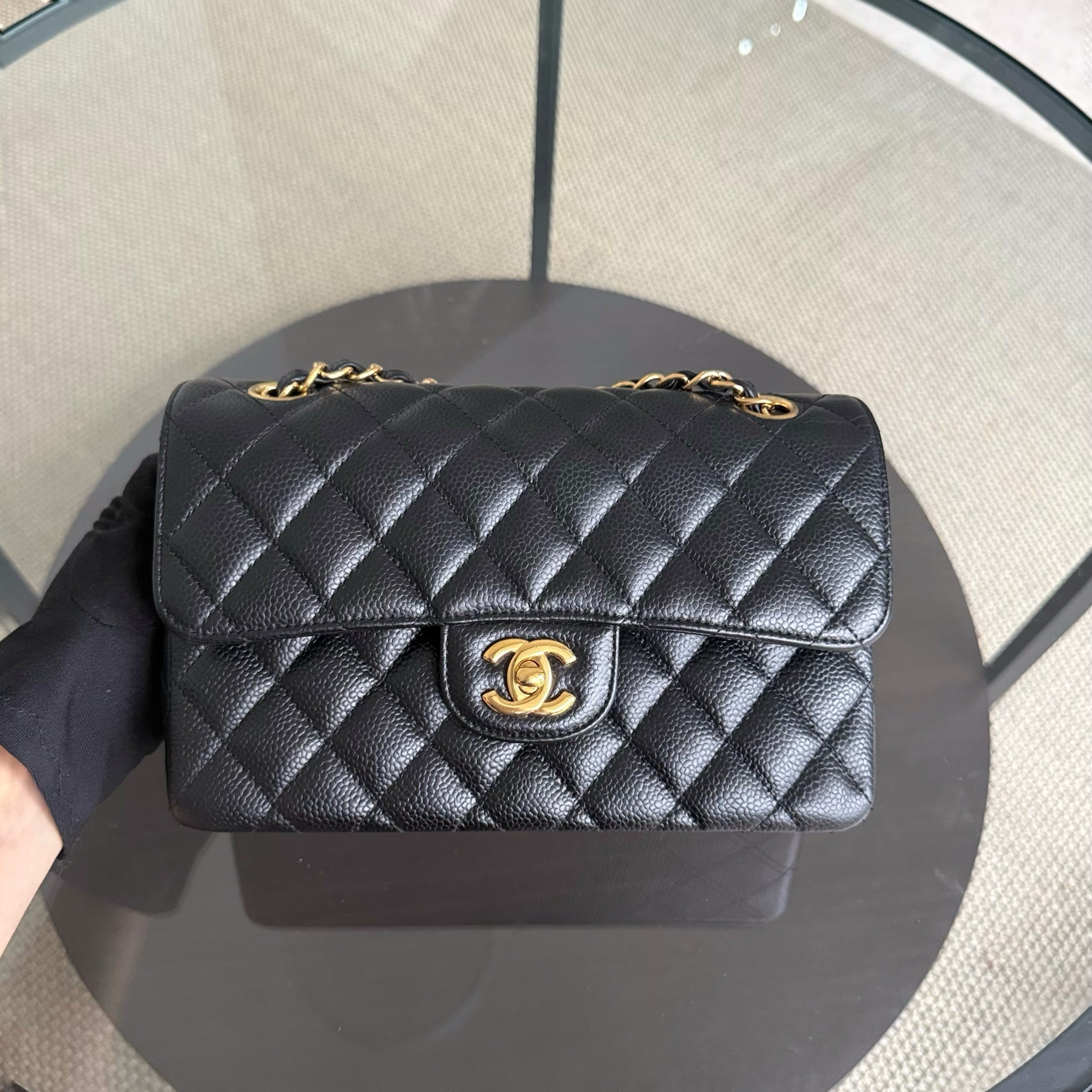 Chanel Classic Flap Small - Caviar 23CM Quilted Black Gold Hardware Series 25