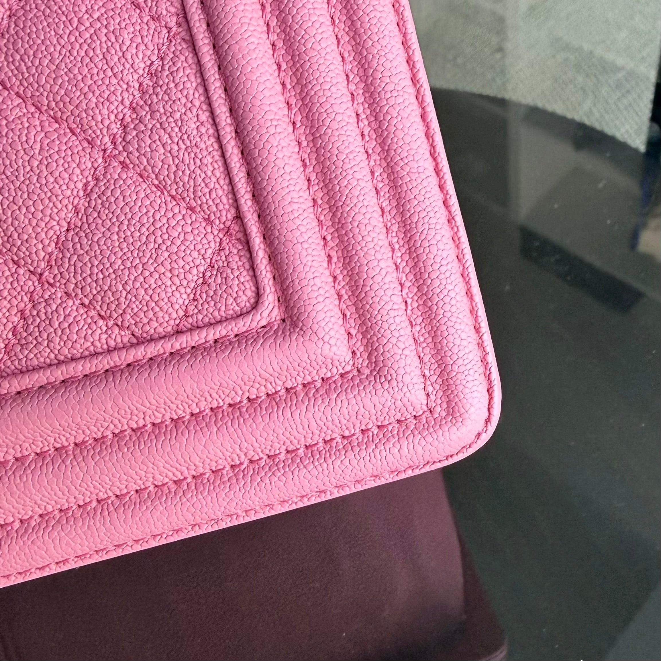 Chanel Boy Medium - 25CM Quilted Caviar Barbie Pink Gold Hardware Series 30