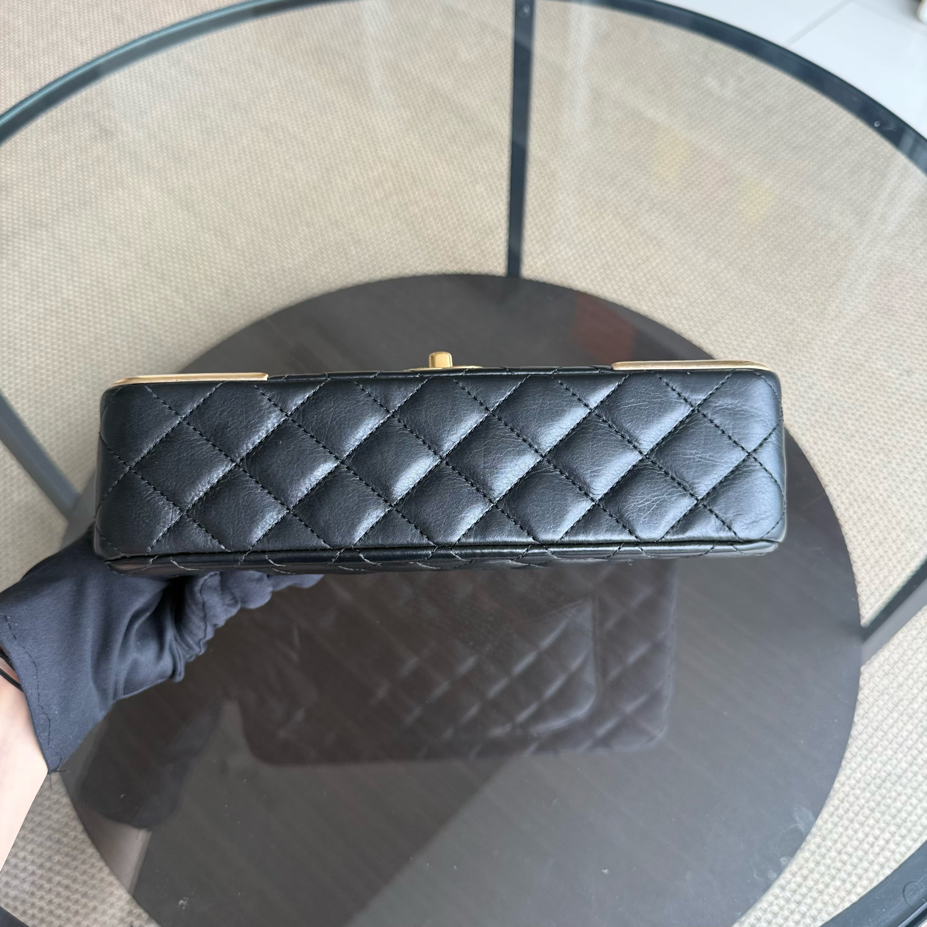 Chanel Classic Flap Seasonal  Medium- Rock The Corner Quilted Calfskin Black Gold Hardware Series 24