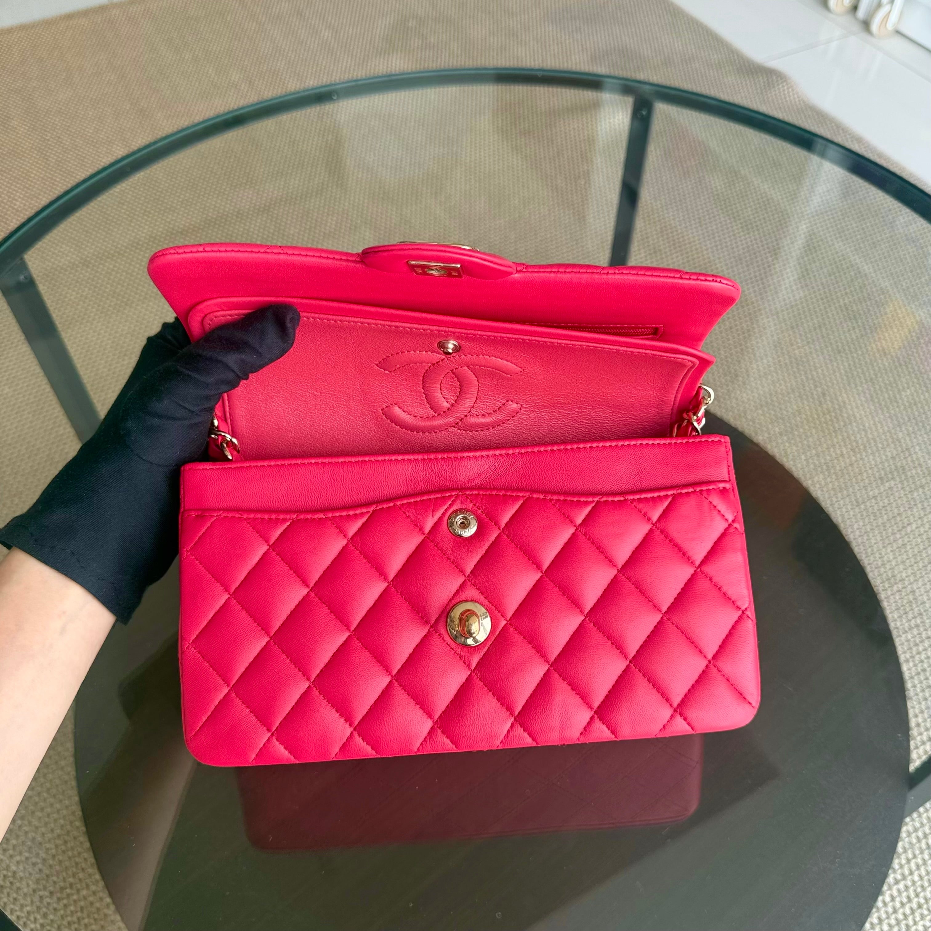 Chanel Classic Flap Small - 23CM Quilted Lambskin Red Gold Hardware Series 25