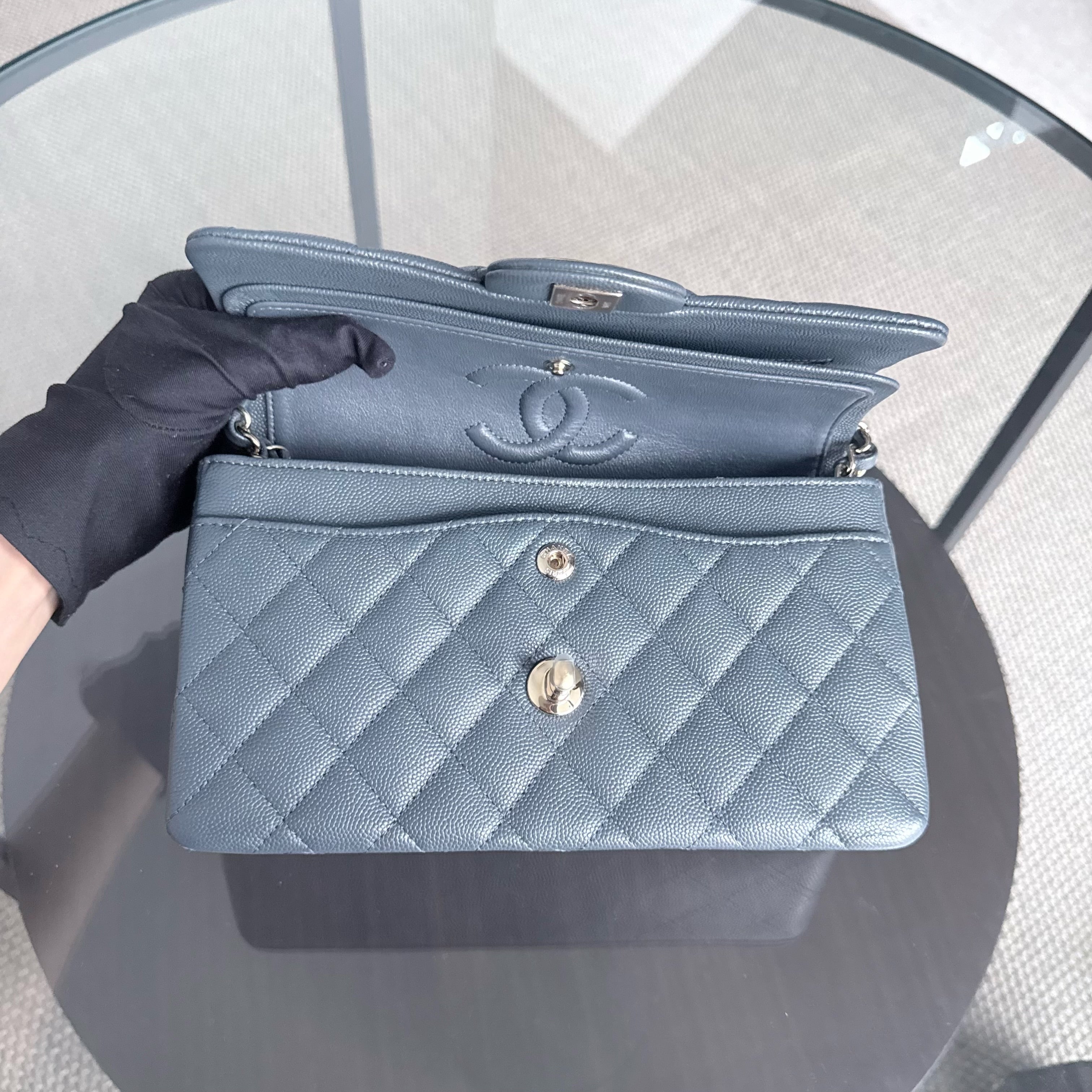 Chanel Classic Flap Small - Caviar 23CM Quilted Dark Gray Grey Gold Hardware Series 26