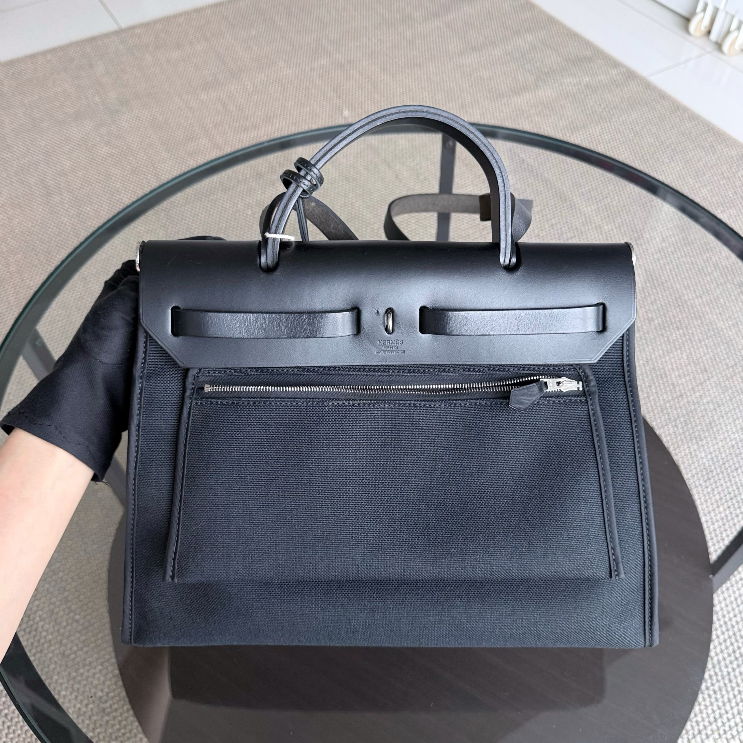Hermes Herbag Zip 31 Laque Black PHW