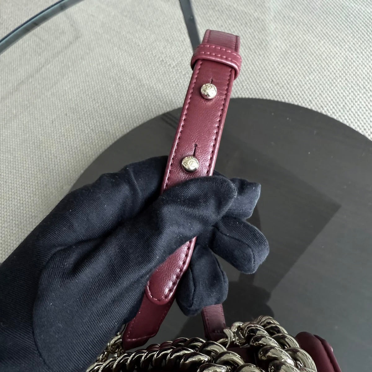 Chanel Boy Medium - 25CM Quilted Lambskin Burgundy Gold Hardware Series 22