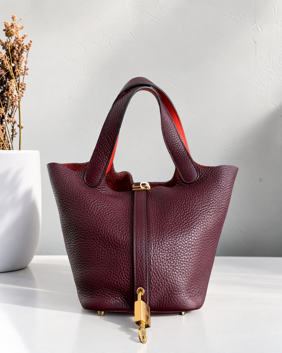 Hermes Picotin 18 - TC Clemence Leather Burgundy Gold Hardware Stamp X