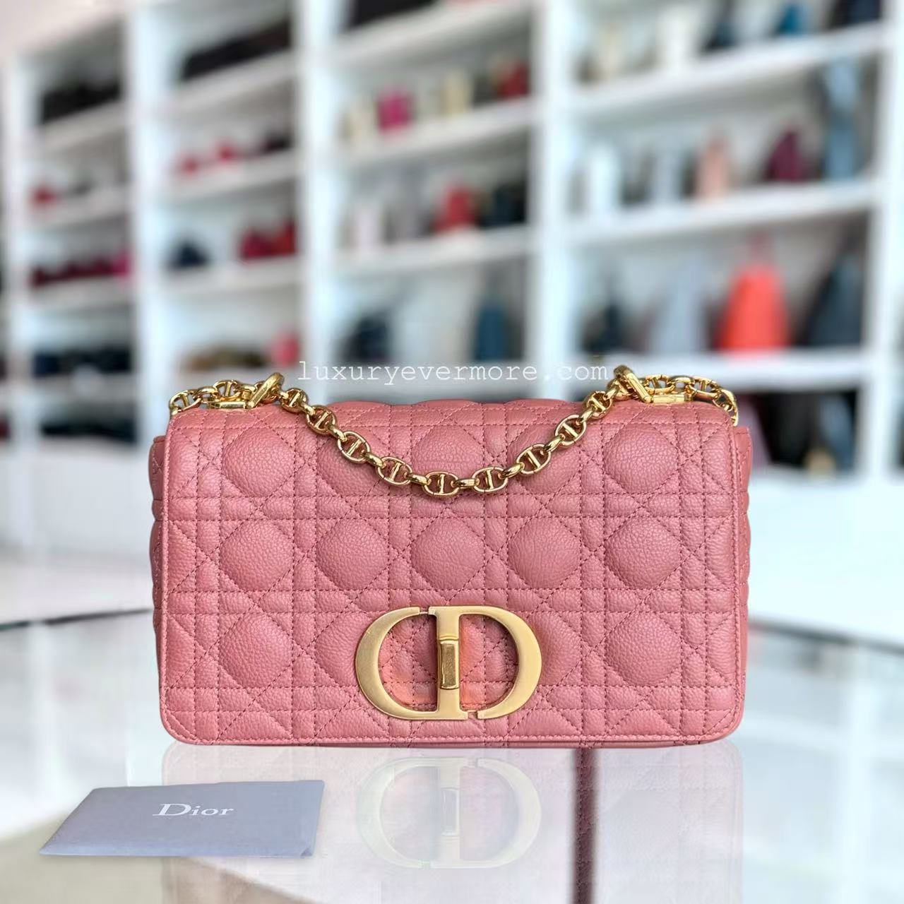 *Unused* Dior Caro - Medium Cannage Calfskin Pink Gold Hardware