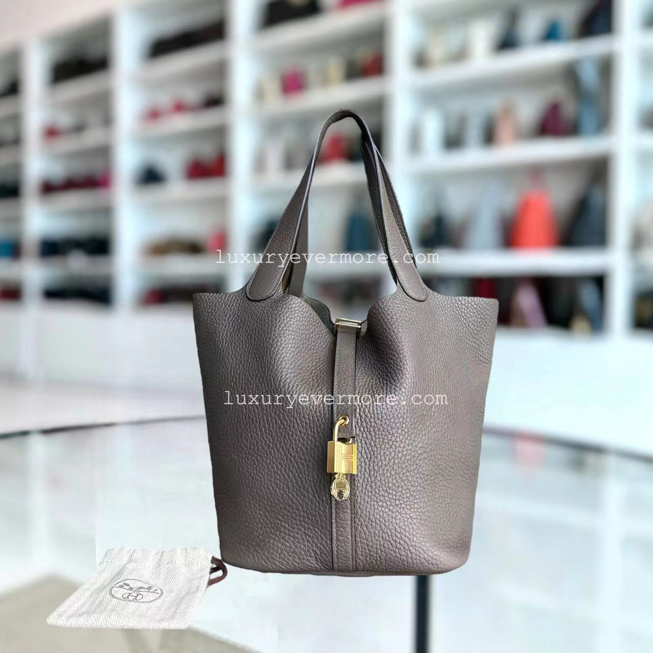 Hermes Picotin 22 Etoupe Clemence Golden Hardware