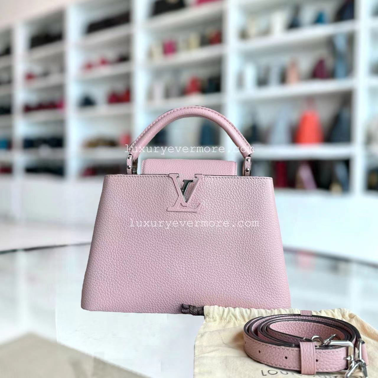 *Microchip* Louis Vuitton Capucines - BB Taurillon Calfskin Rose Jasmin Silver Hardware