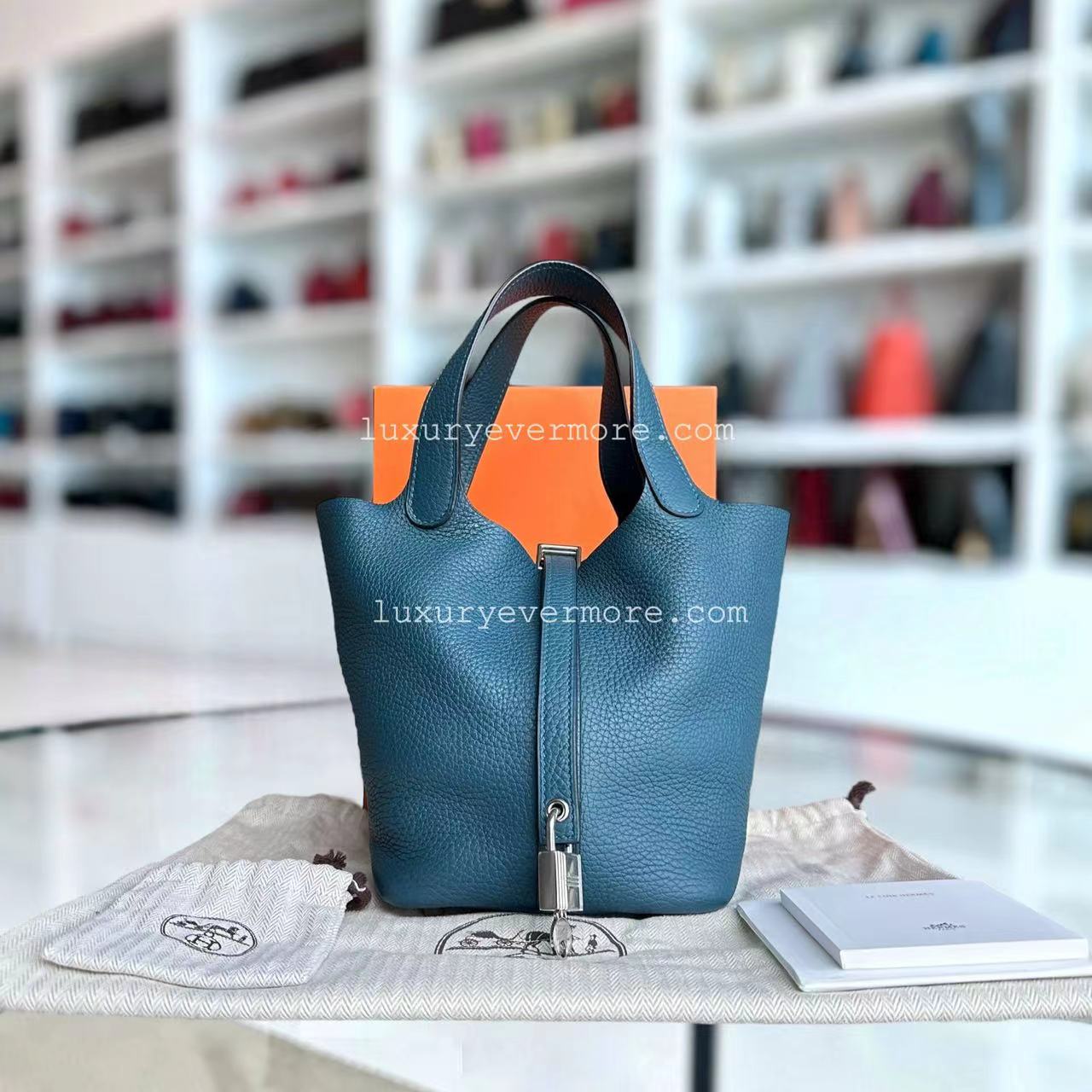 Hermes Picotin 18 - Clemence TC Stamp A Blue Silver Hardware