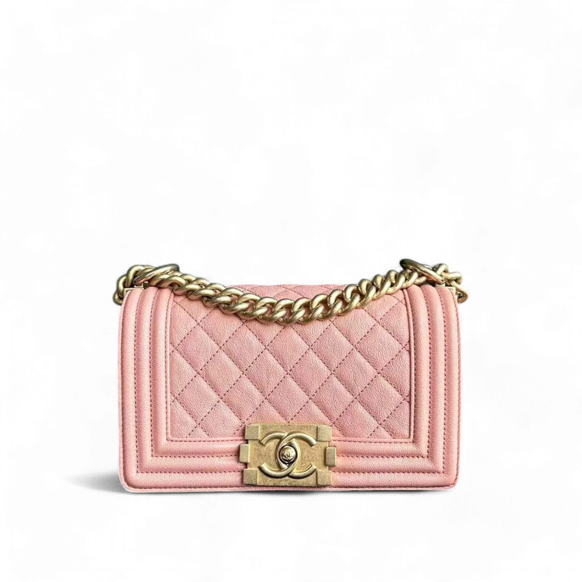 Chanel Boy Small - 20CM Caviar Quilted Grained Calfskin Pink Leboy Golden Hardware Series 27