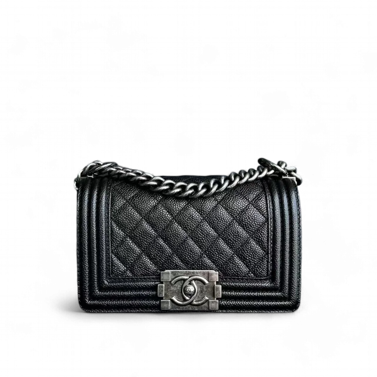 Chanel Boy Small - Caviar Quilted Grained Calfskin Black Ruthenium Silver Hardware Series 19