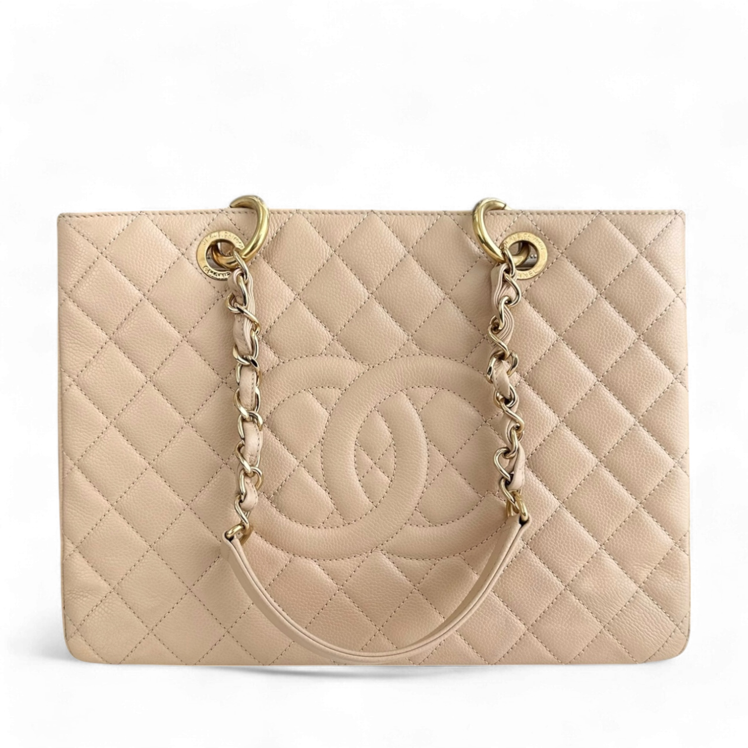 Chanel GST Grand Shopping Tote - Caviar Quilted Beige Gold Series 15