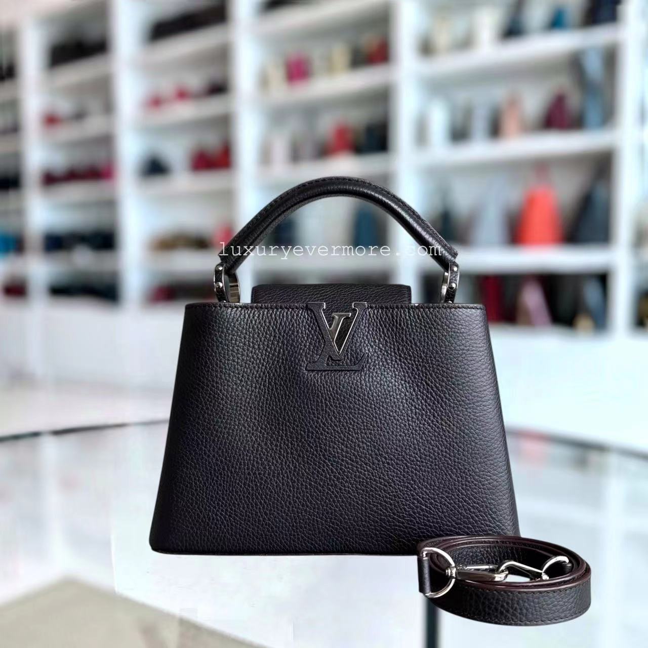 Louis Vuitton Capucines BB - Grained Calfskin Noir Black Silver Hardware