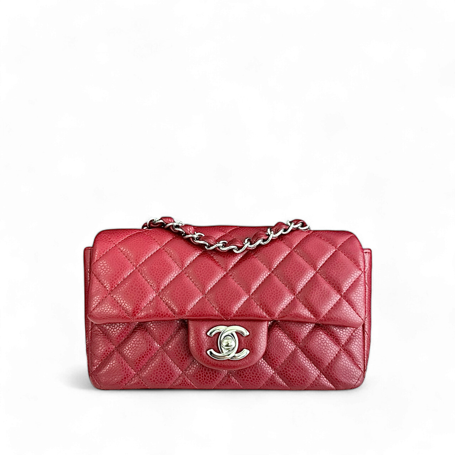 Chanel Classic Flap Mini - Caviar 20CM Quilted Dark Red Silver Hardware 17