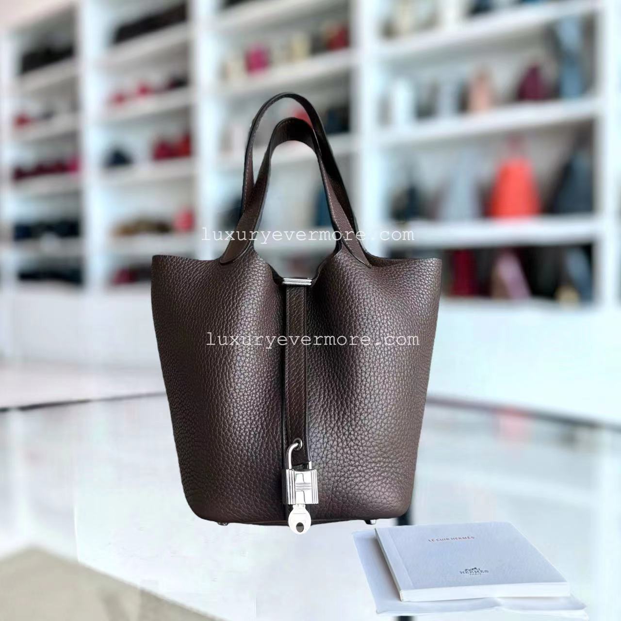 Hermes Picotin 18 - Clemence Macassar Stamp Sqaure Q Palladium Hardware