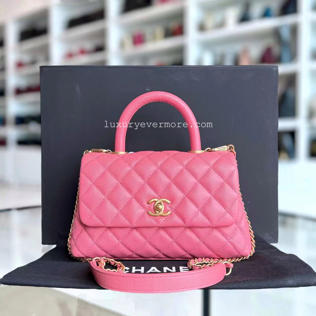 Chanel Coco Handle Small - Caviar Quilted Pink Gold Hardware Series 28