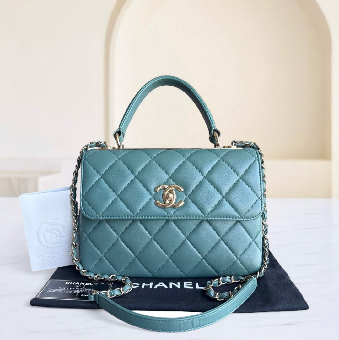 Chanel Trendy CC Small - Quilted Lambskin Green Gold Hardware Series 26