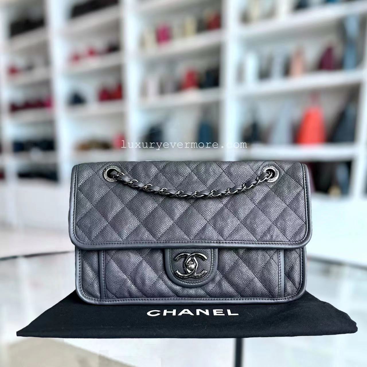 Caviar French Riviera Medium 25CM Dark Grey Gray Silver Hardware Series 19