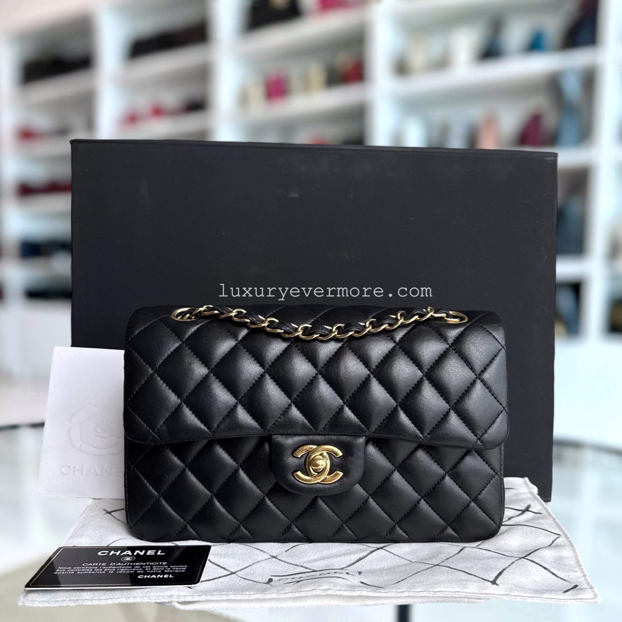 Chanel Classic Flap Small - 23CM Quilted Lambskin Black Gold Hardware Series 26