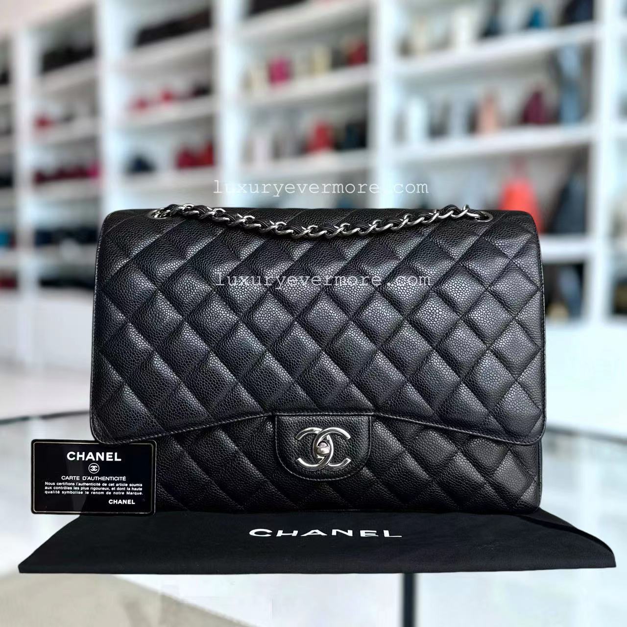 Chanel Classic Flap Maxi - 33CM Caviar Quilted Black Golden Hardware Series 14