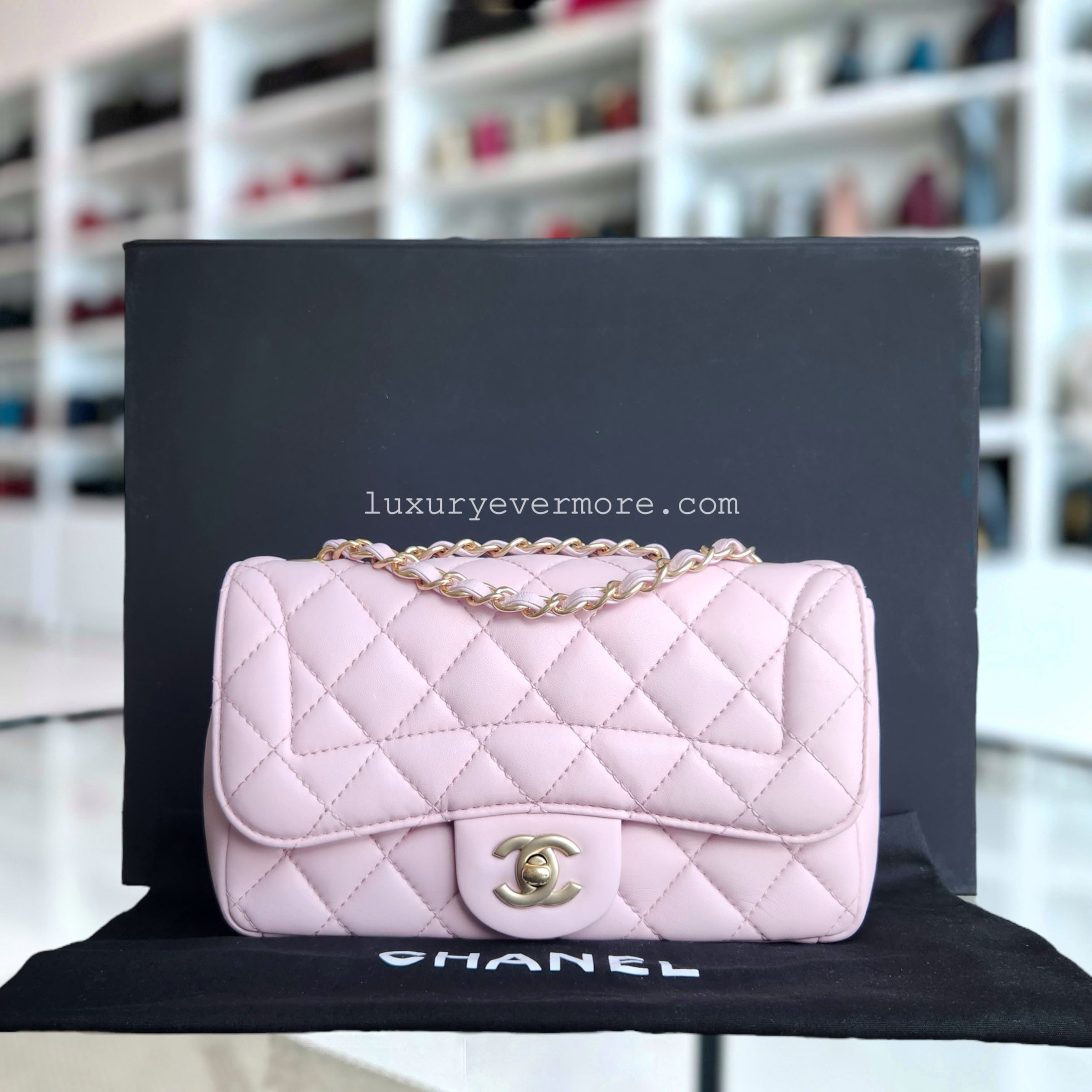 Chanel Chic Flap Small - 23CM Quilted Lambskin Sakura Pink Gold Hardware