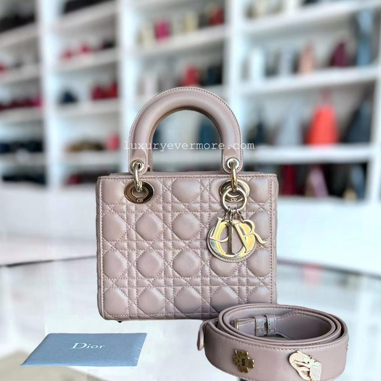 Dior Lady Small - Cannage Lambskin Blush Gold Hardware