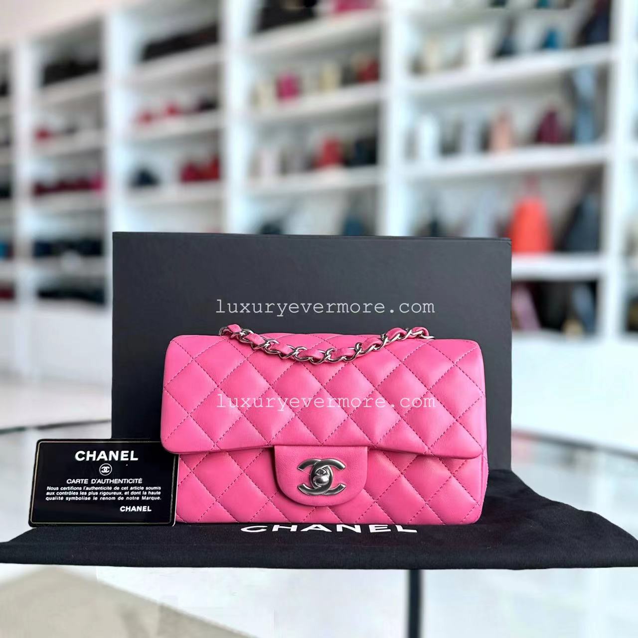 *Unused* Chanel Classic Flap Mini - 20CM Rectangle Quilted Lambskin Pink Silver Hardware Series 27