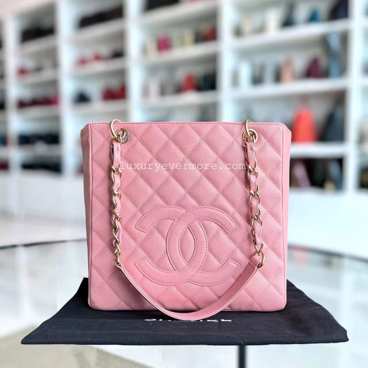 Chanel PST Petite Shopping Tote - Caviar Pink Quilted Gold Hardware Series 8