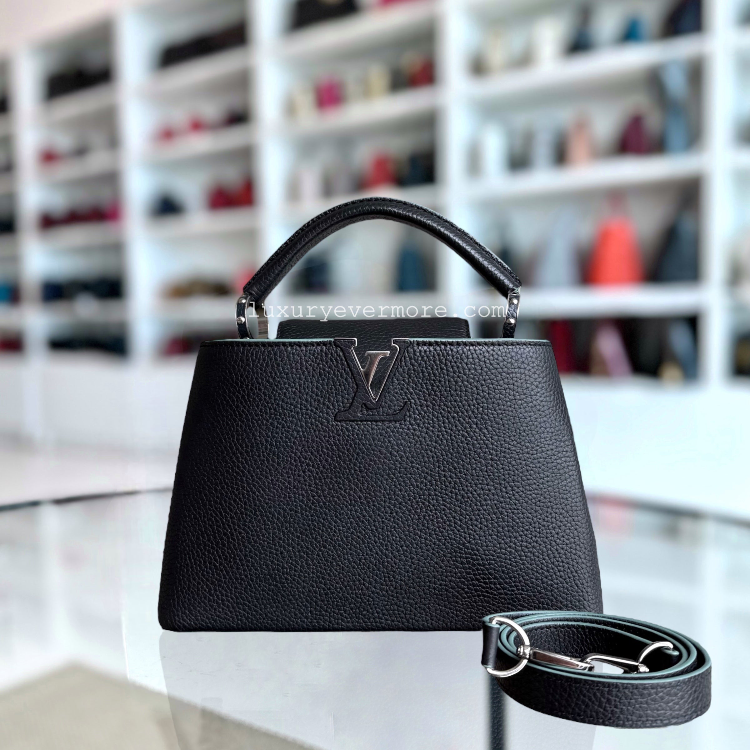 Louis Vuitton Capucines BB - Grained Calfskin Taurillon Noir Black Silver Hardware