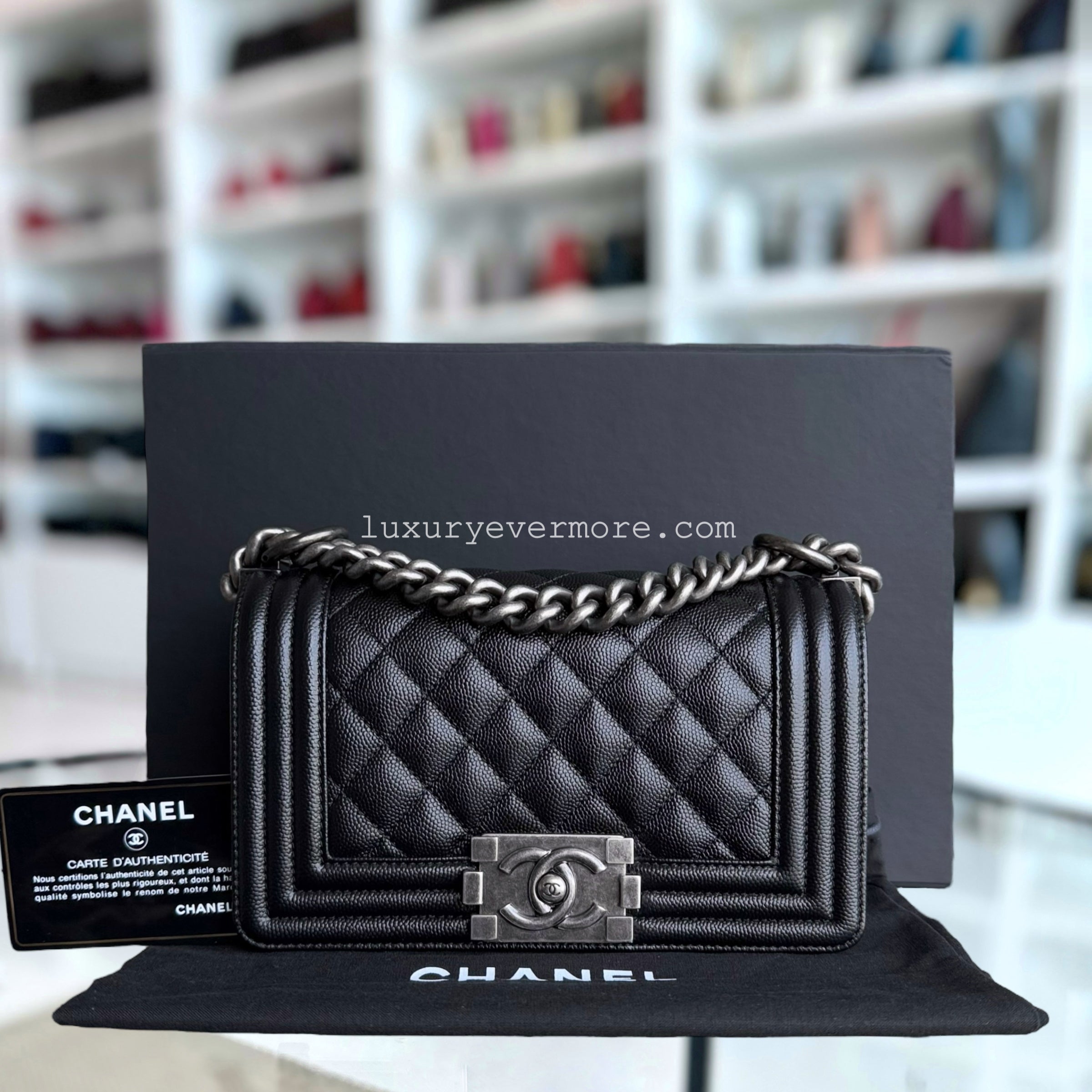 Chanel Boy Small - Caviar Quilted 20CM Black Ruthenium Silver Hardware Series 27